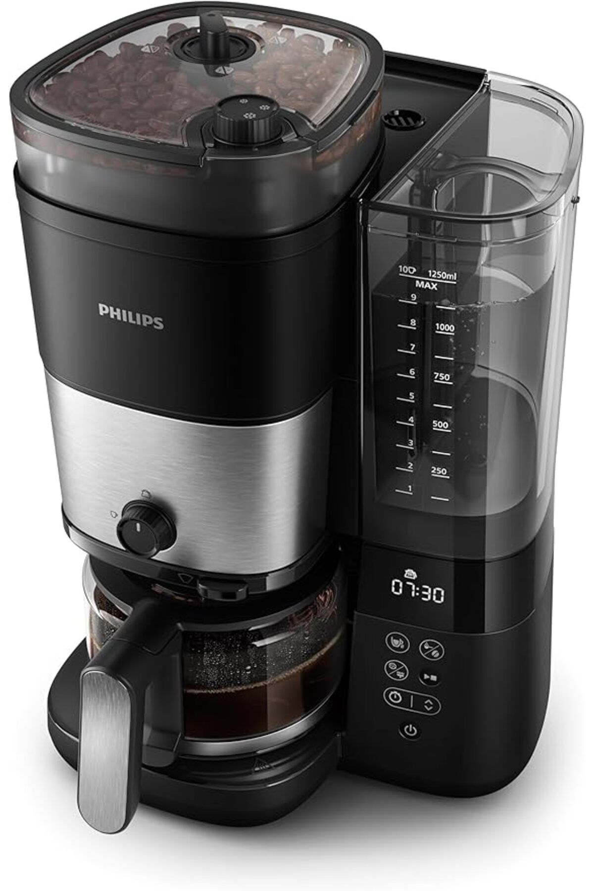 Philips-ماكينة تحضير القهوة بالتنقيط متعددة الاستخدامات - مع مطحنة سعة 1.25 لتر، 15 كوب، إيقاف تشغيل تلقائي، أسود - HD7900/50 6