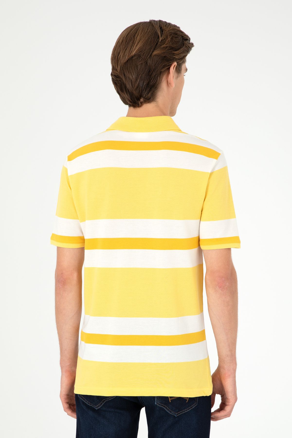 تی شرت یقه پولو زرد مردانه اورجینال U.S. Polo Assn.