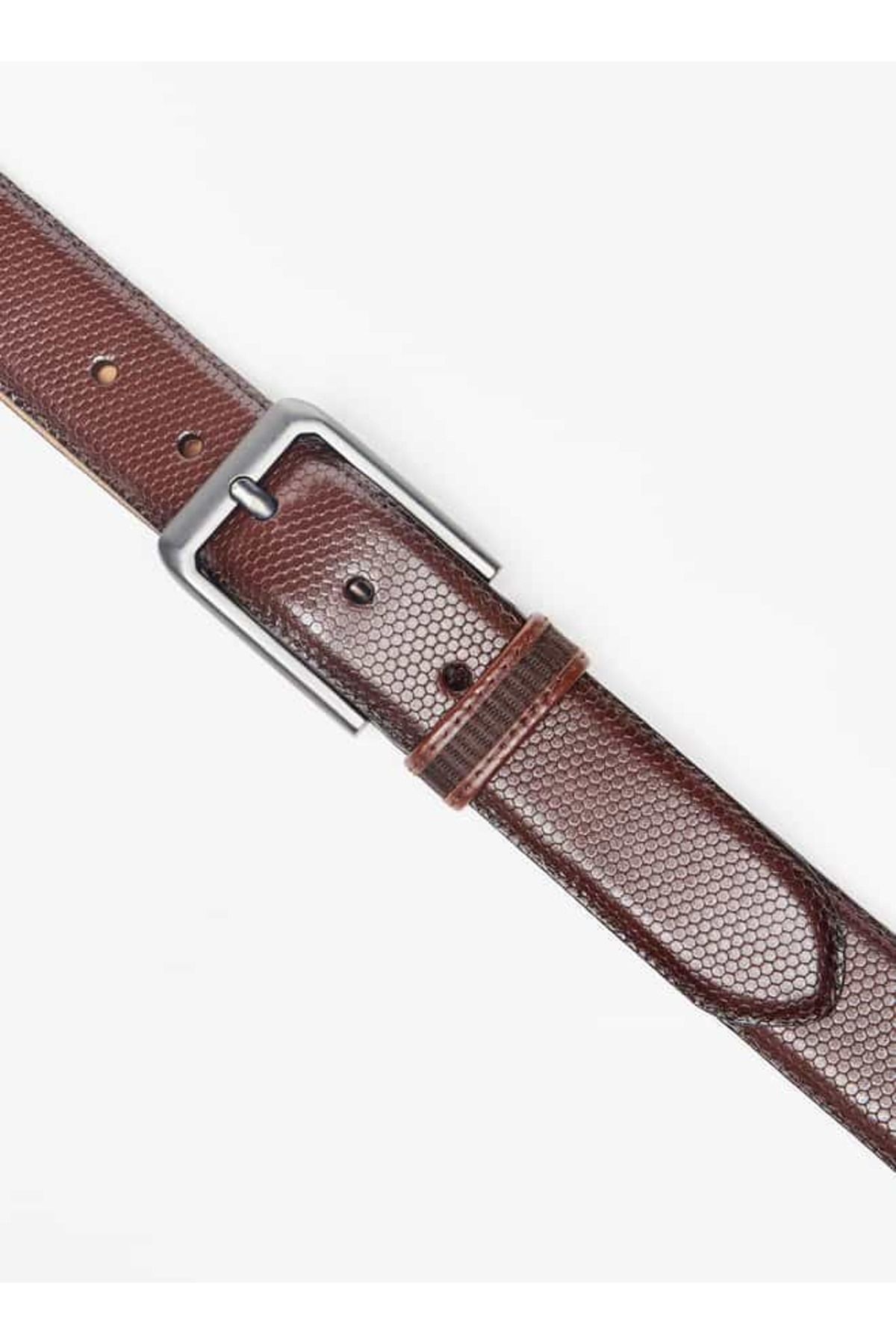 Duchini-Textured Leather Belt with Pin Buckle Closure 3