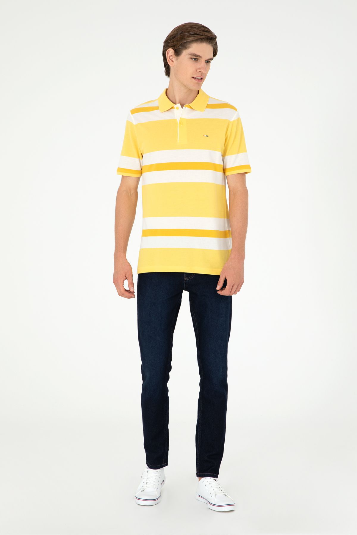 تی شرت یقه پولو زرد مردانه اورجینال U.S. Polo Assn.