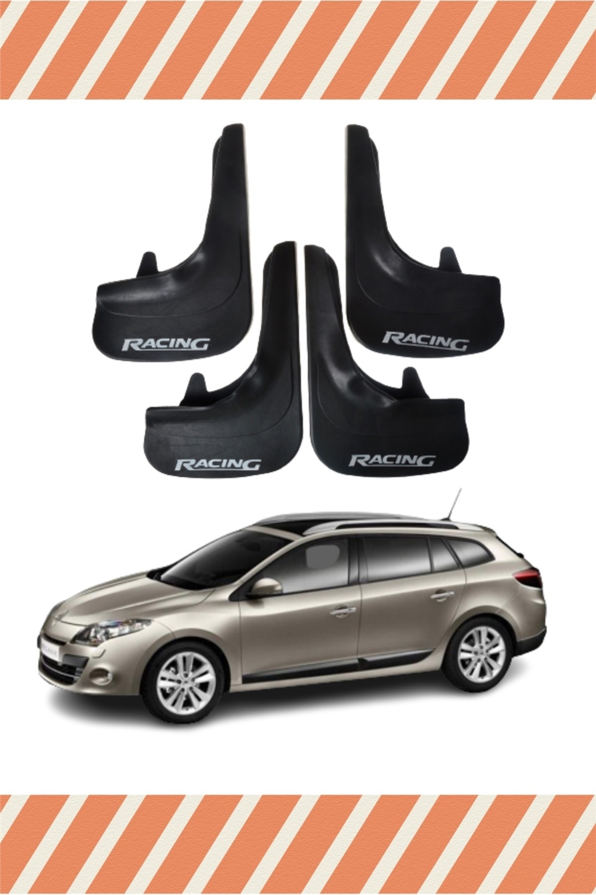 FARKSHP Renault Megane 3Uyumlu Stw 2010-2016 Racing Yazılı 4'lü Tozluk Çamurluk Paçalık