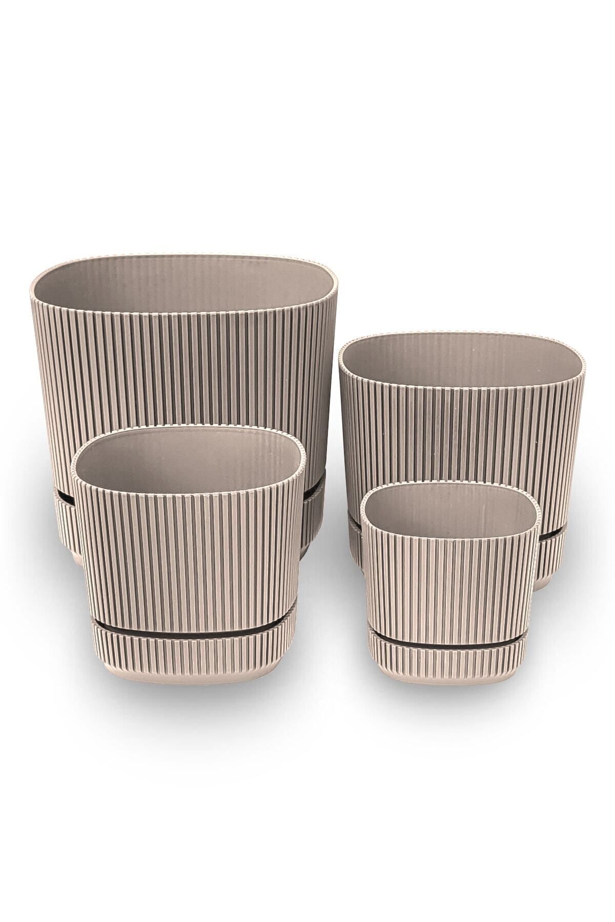 4 Pieces Pera Square Flower Pot Set Blackwater Plant Flower Pot with Plastic Plate Set