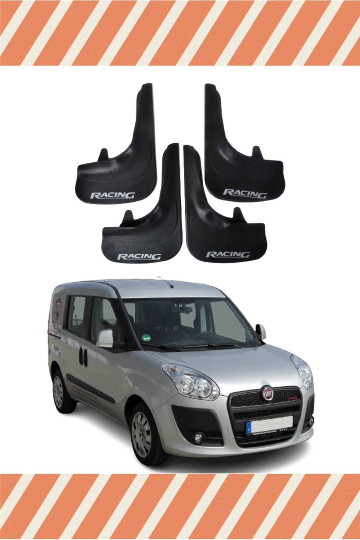 Genel Markalar Fiat Doblo 2010-2022 uyumlu Racing Yazılı 4'lü Tozluk Çamurluk Paçalık
