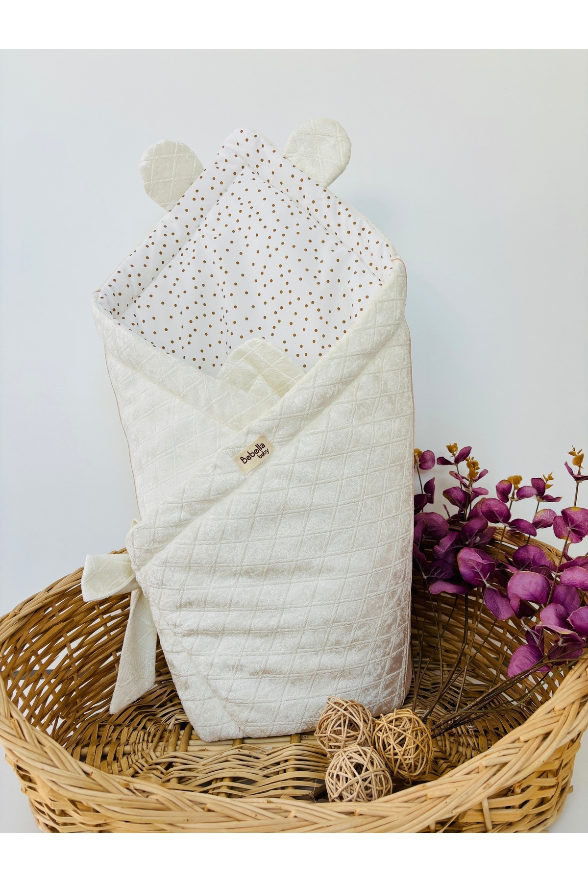 Bebella BEBEK BATTANİYESİ BEBEK KUNDAĞI AYICIK KULAKLI ŞERİTLİ PAMUKLU BEBEK ÖRTÜSÜ OYUN MATI HEDİYELİK fotoğrafı 3 (önizleme)