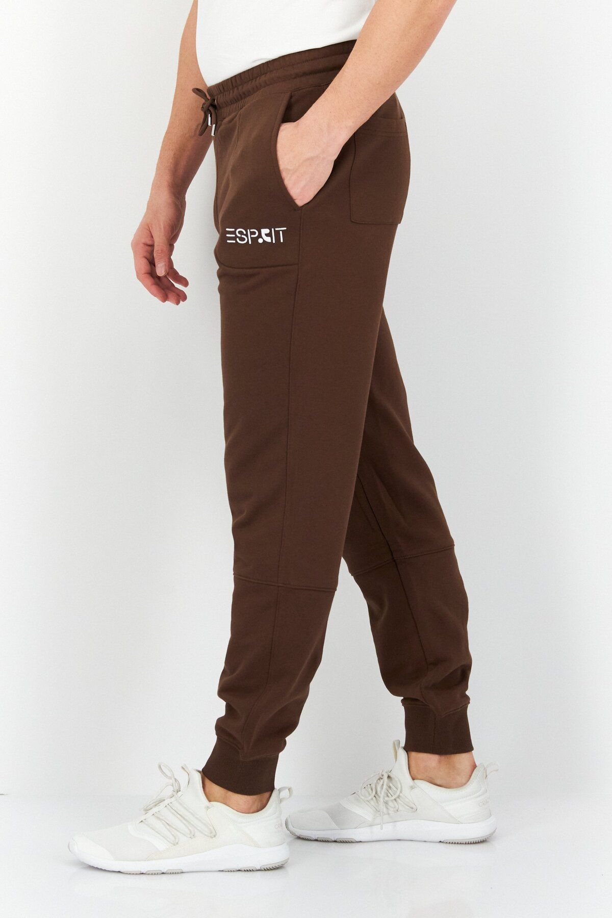 Esprit x Rest and Recreation-Men Drawstring Embroidered Logo Jogger Pants, Brown 3