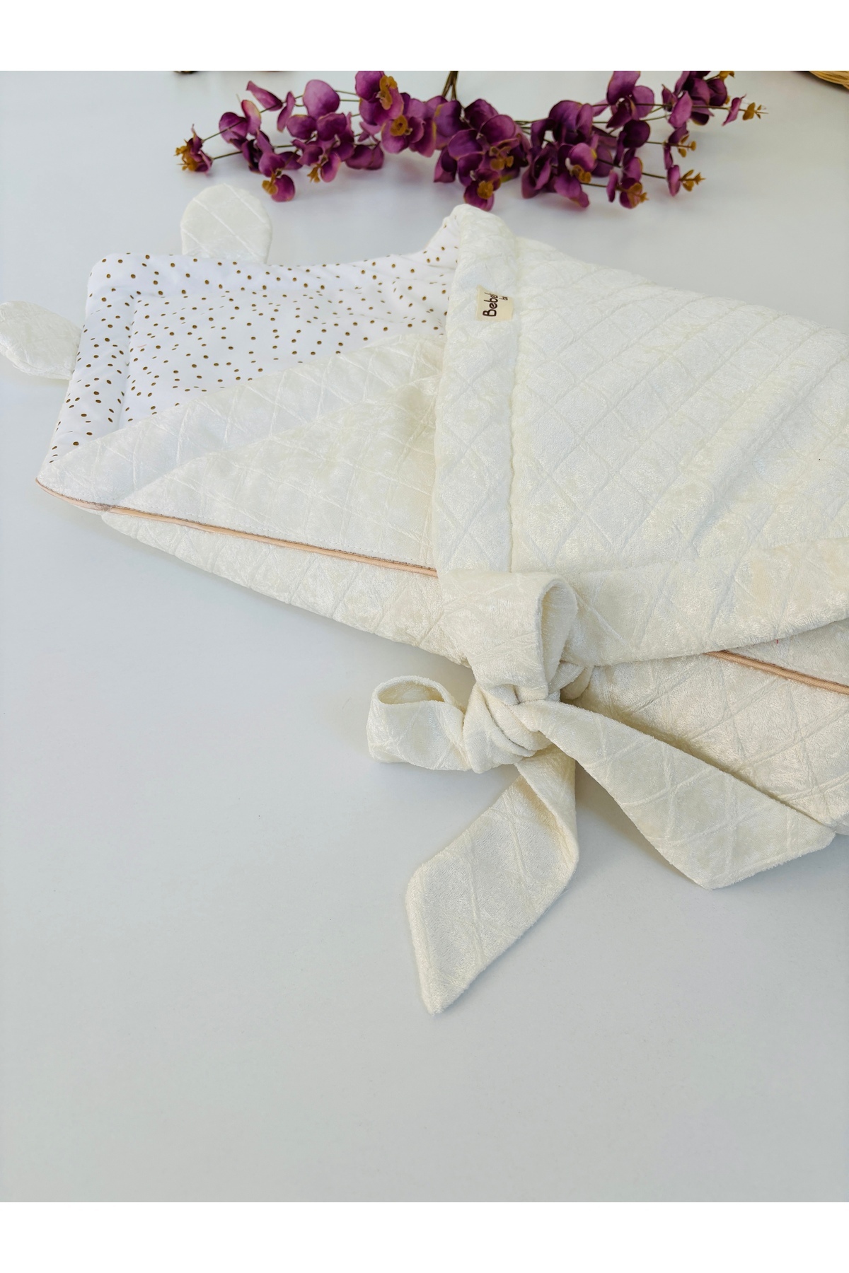 Bebella BEBEK BATTANİYESİ BEBEK KUNDAĞI AYICIK KULAKLI ŞERİTLİ PAMUKLU BEBEK ÖRTÜSÜ OYUN MATI HEDİYELİK fotoğrafı 5 (önizleme)