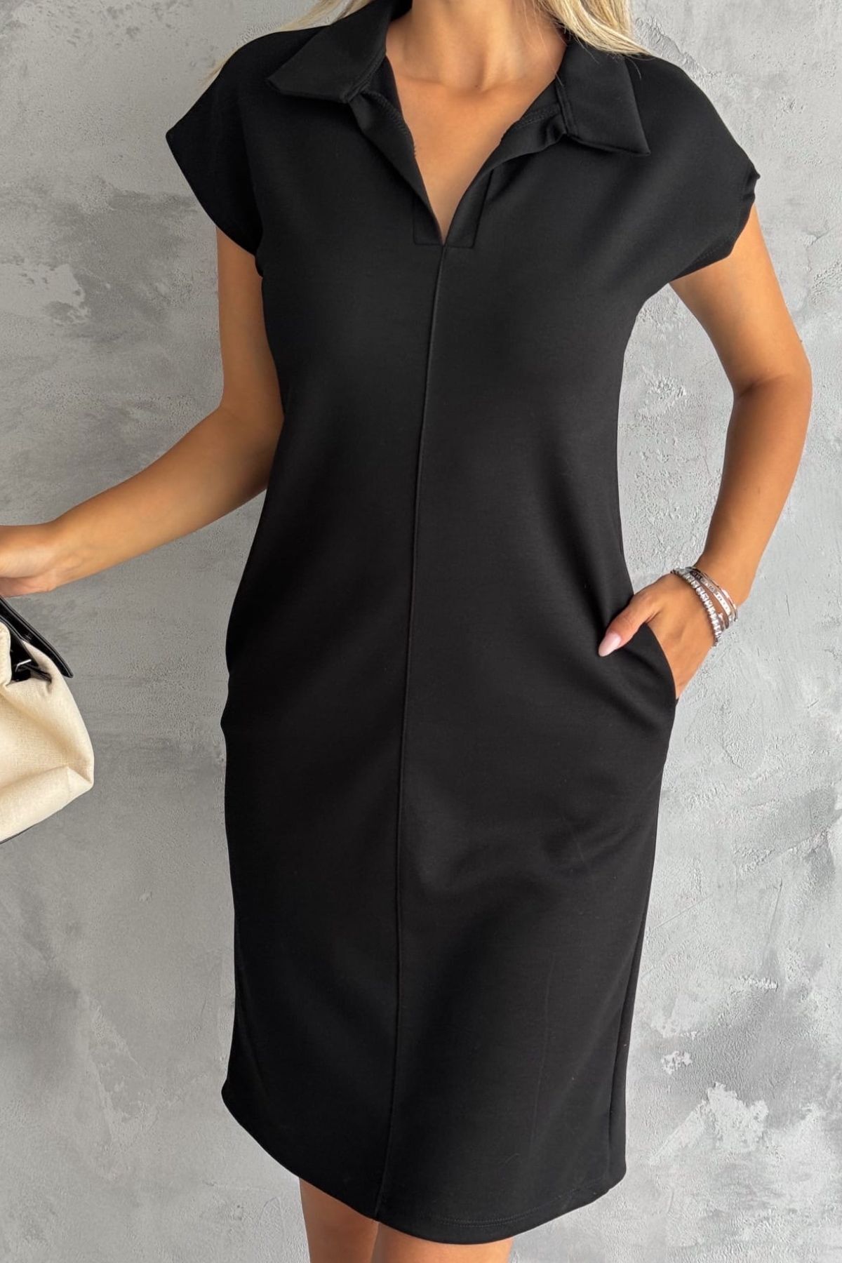 Women's Polo Neck Modal Fabric Short Sleeve Casual Fit Dress