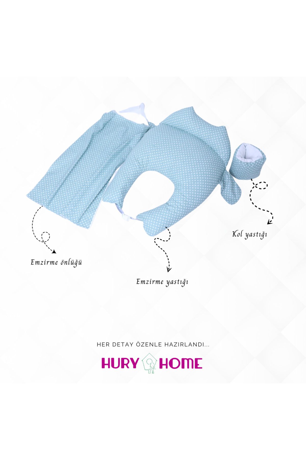 Store Hury Home Bebek Emzirme Yastığı, Destek Minderi Ve Önlüğü - %100 Pamuk