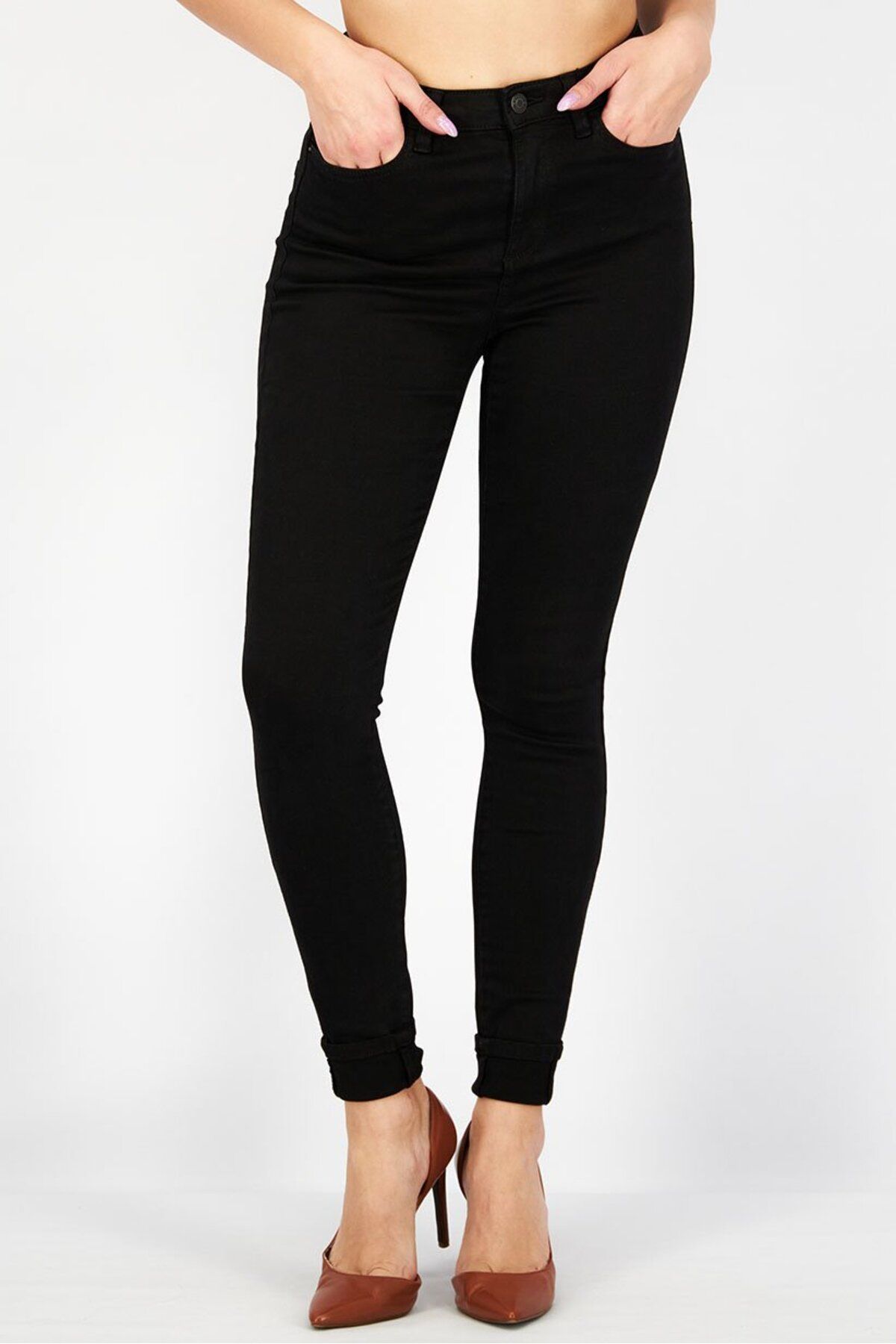 Esprit-Women Skinny Fit Solid Stretchable Pants, Black 1