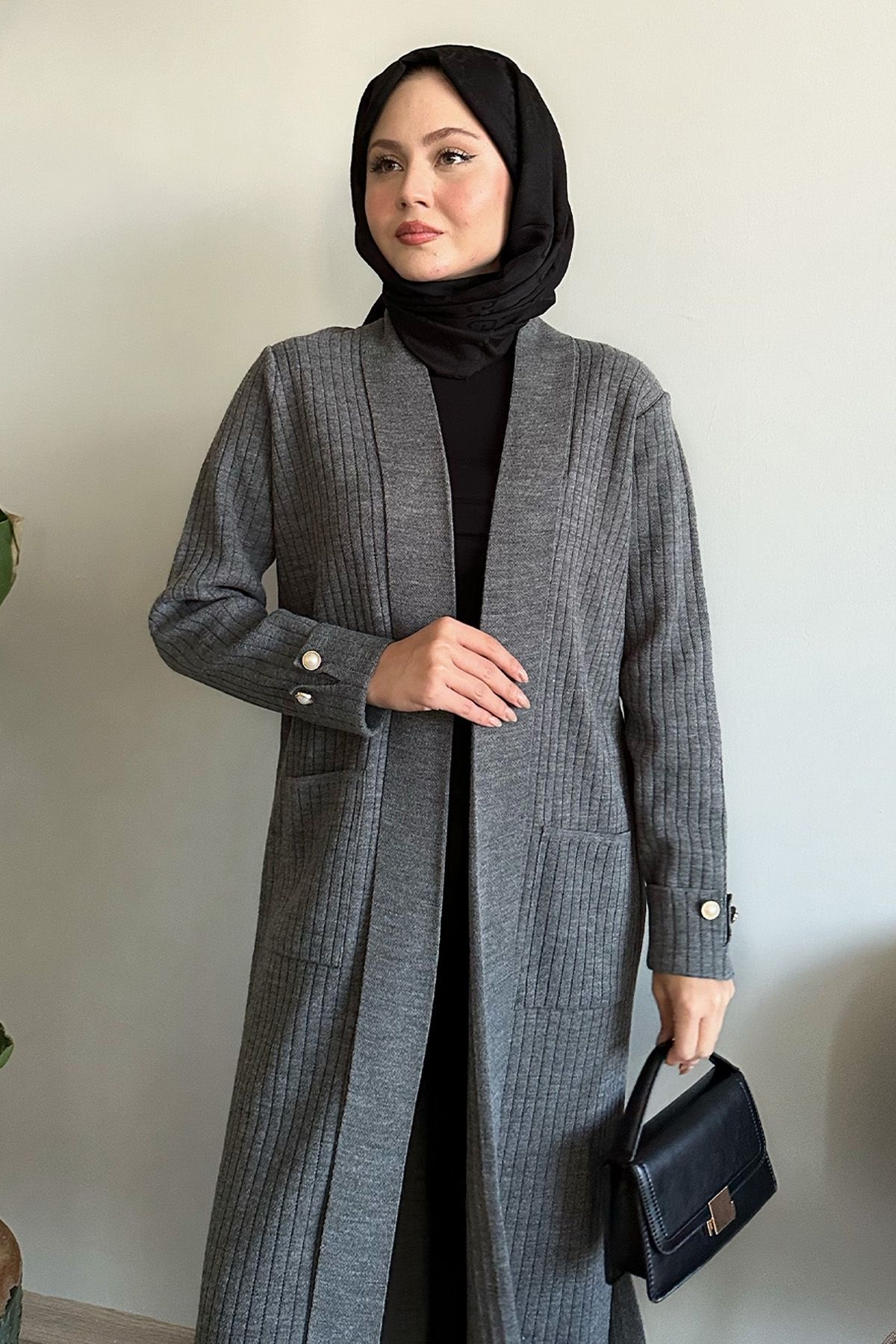 ژاکت پوشیده خاکستری کاف لیست اورجینال InStyle