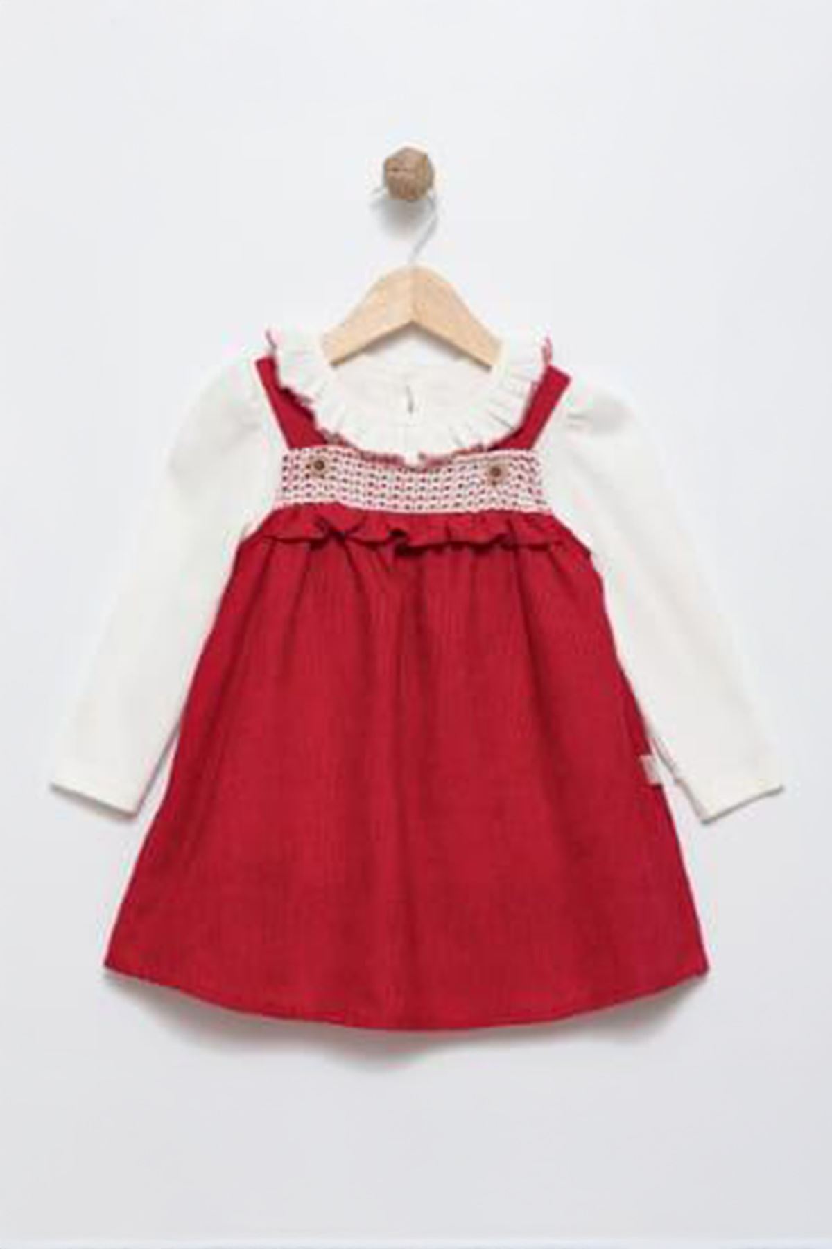 Minigimin Cicileri Miniğimin Cicileri Roba Dantelli Kız Bebek jile Elbise - Kırmızı fotoğrafı 2 (önizleme)