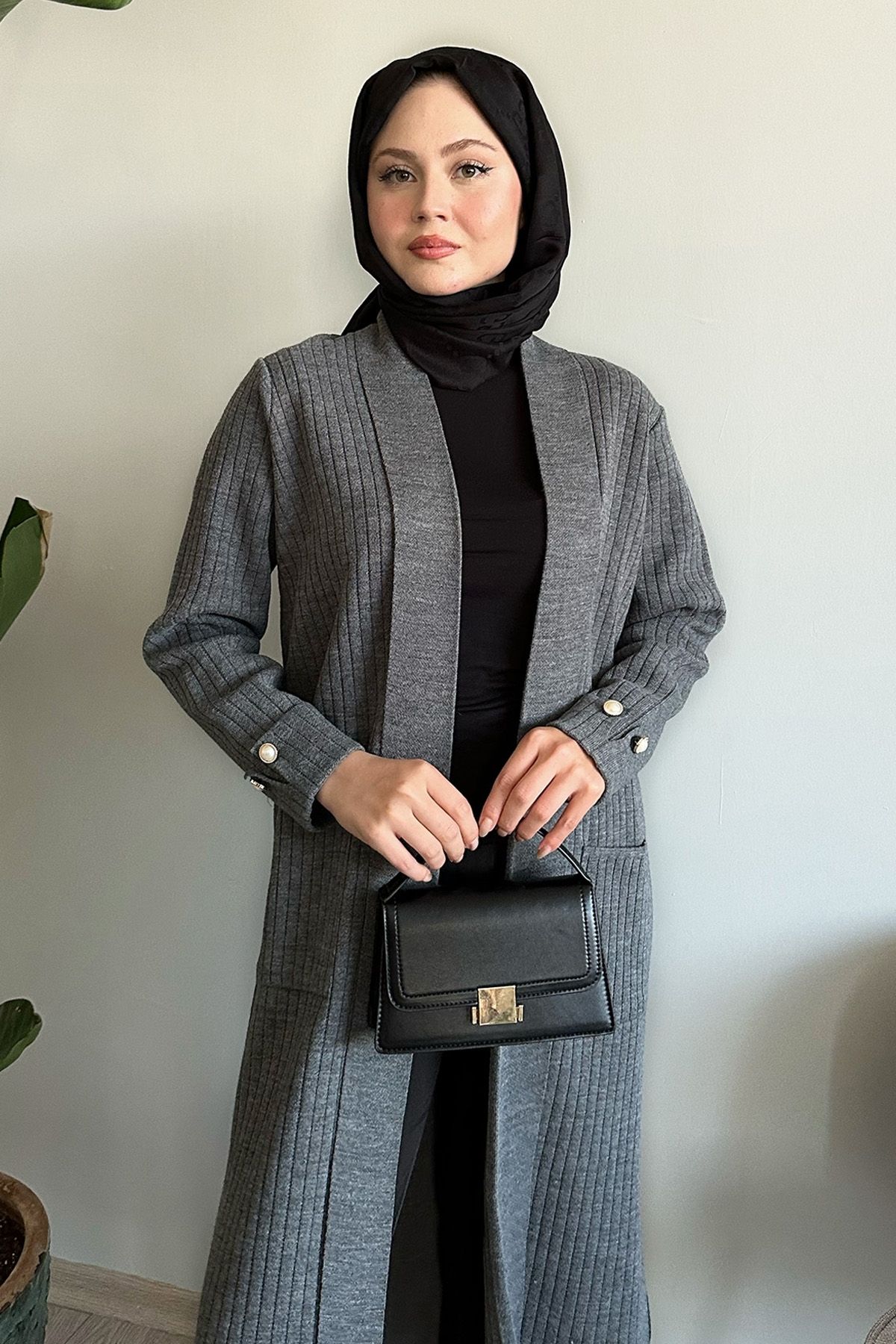 ژاکت پوشیده خاکستری کاف لیست اورجینال InStyle