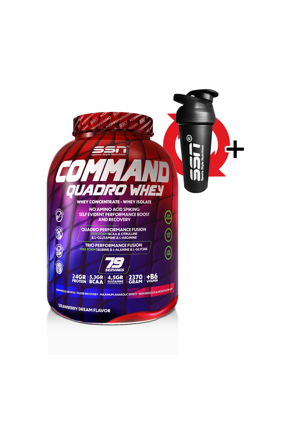 SSN Sports Style Nutrition Command Quadro Whey 2370 Gr (çilek) Protein Tozu