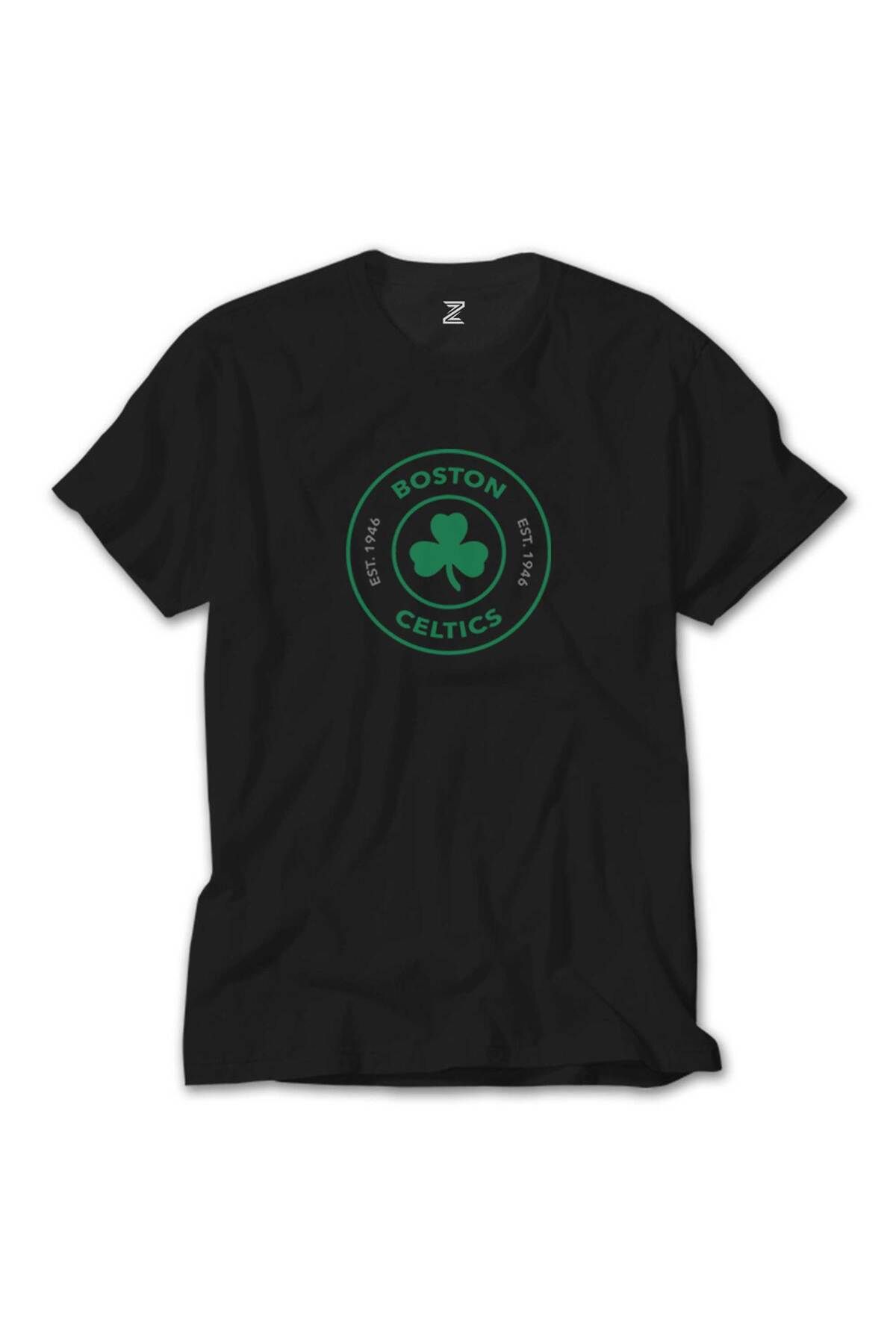 WAKHA Boston Celtics Logo Siyah Tişört