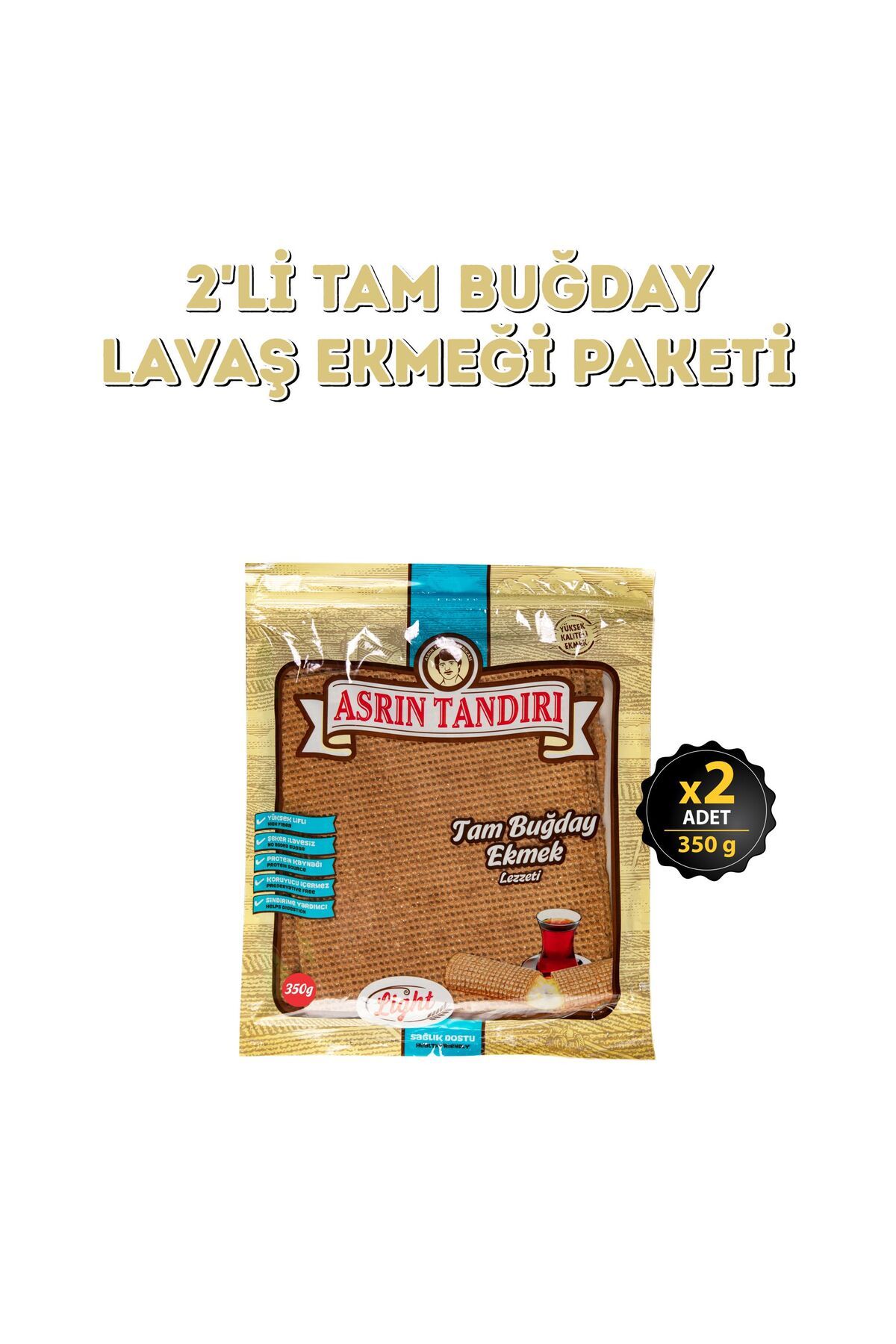 ASRIN TANDIRI 2 Paket Ekşi Mayalı Tam Buğday Lavaş Ekmeği