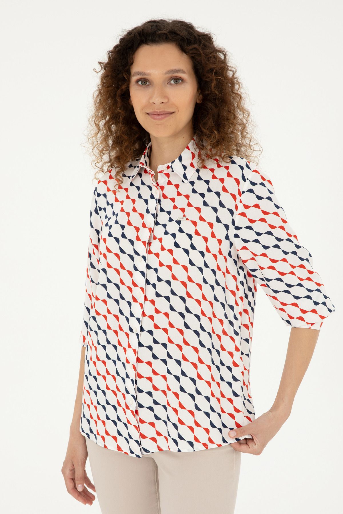 U.S. Polo Assn.-Sötétkék női ing - hosszú ujjú, 50280959-VR033 modell 3