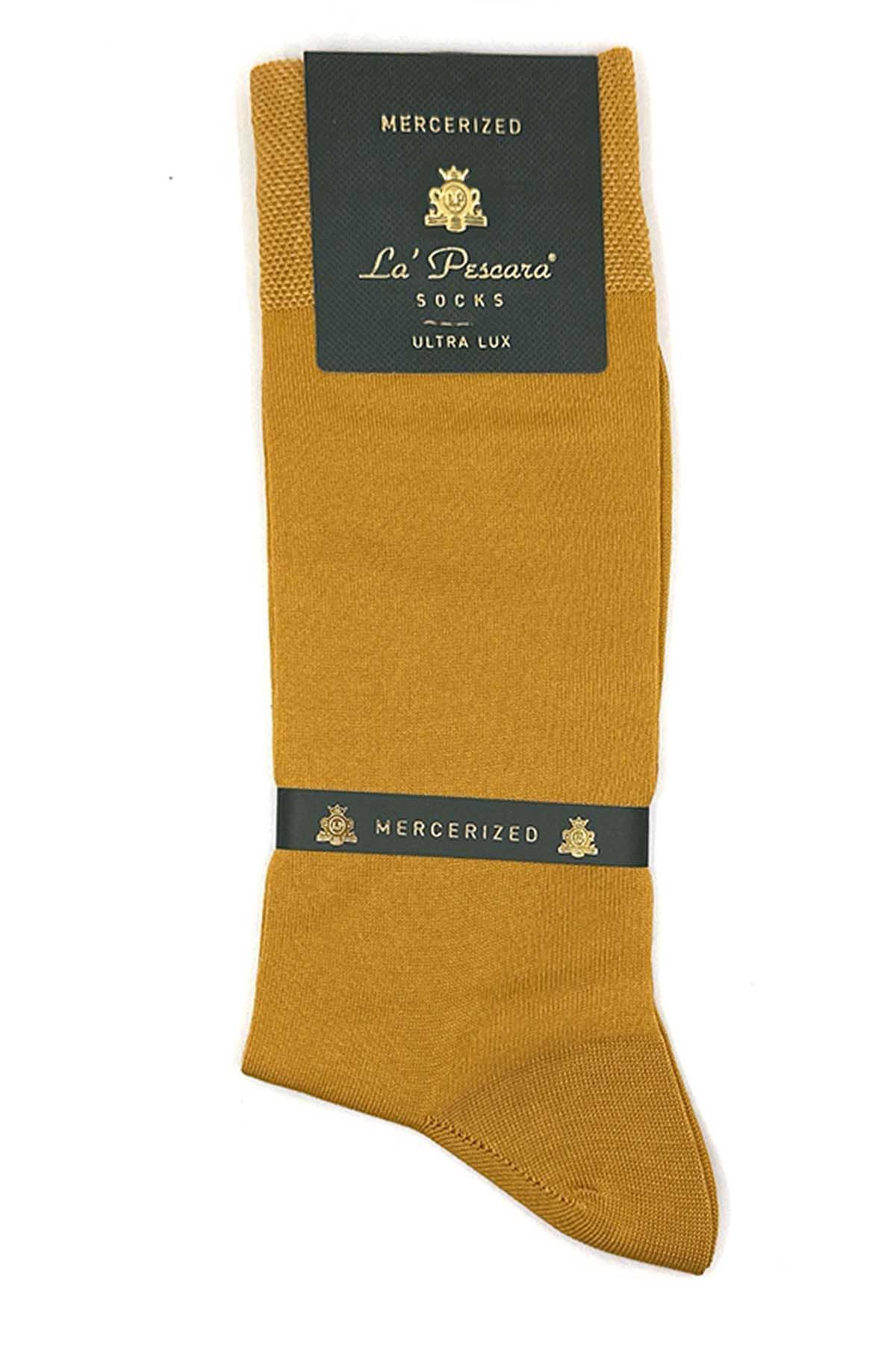  جوراب مردانه لاپسکارا اولترا لاکچری با رنگ خردلی و طرح مرسریزه CRP283