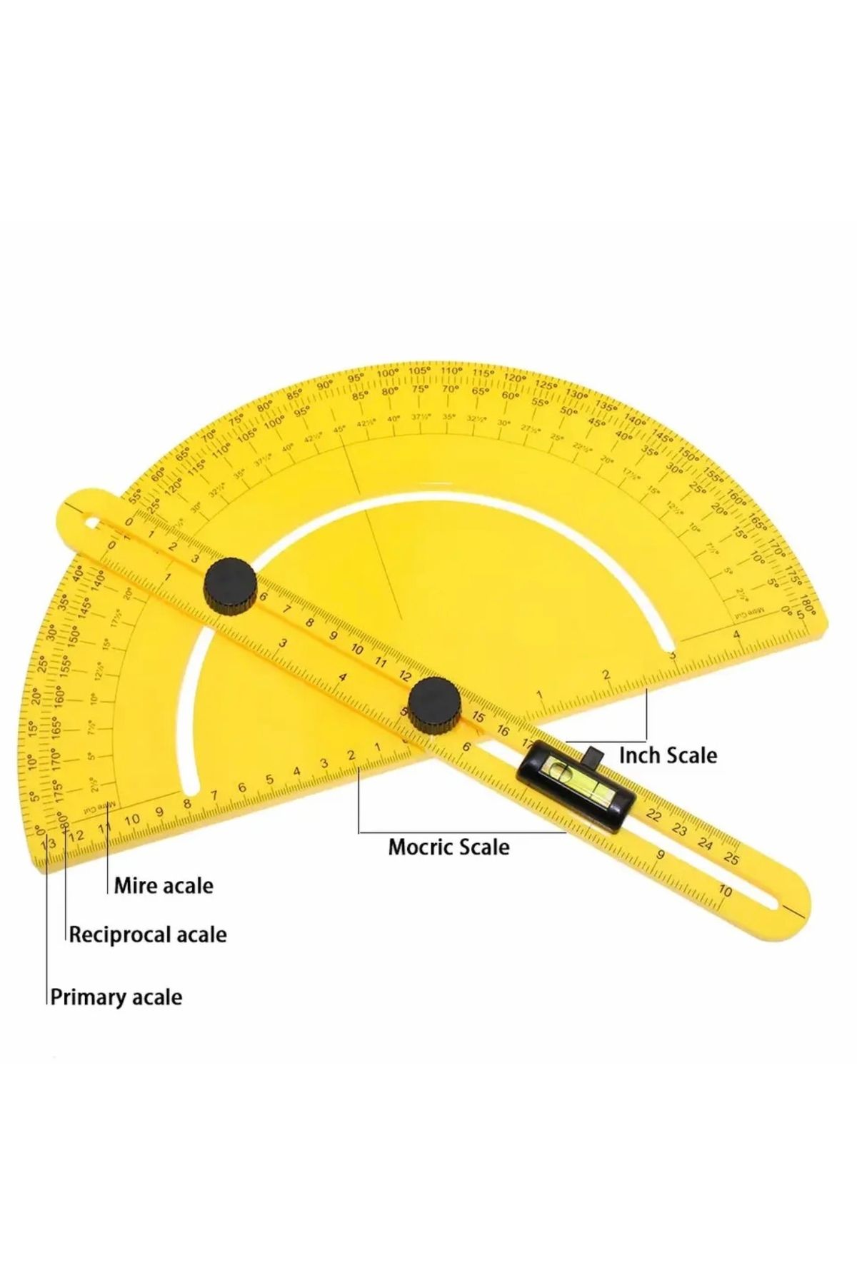 BGA-0-180 Degrees Adjustable Protractor Angle Finder Miter Ruler Large Size Ruler with Spirit Level 2