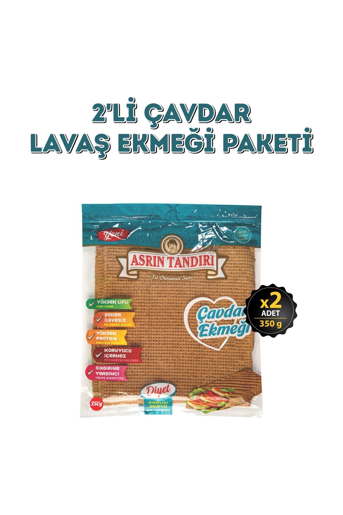 ASRIN TANDIRI 2 Paket Ekşi Mayalı Çavdar Lavaş Ekmeği