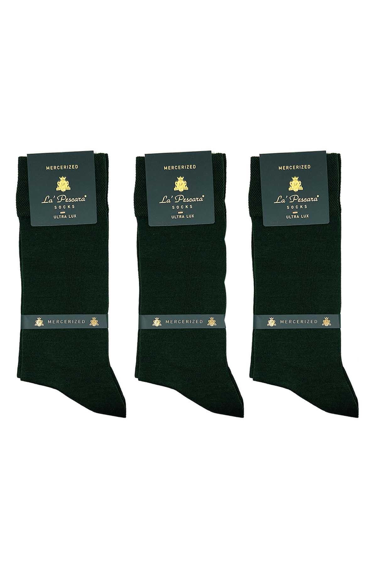 La Pescara-La'Pescara Ultra Luxury Khaki Men's Socks Set of 3 - Mercerized Crp295 1