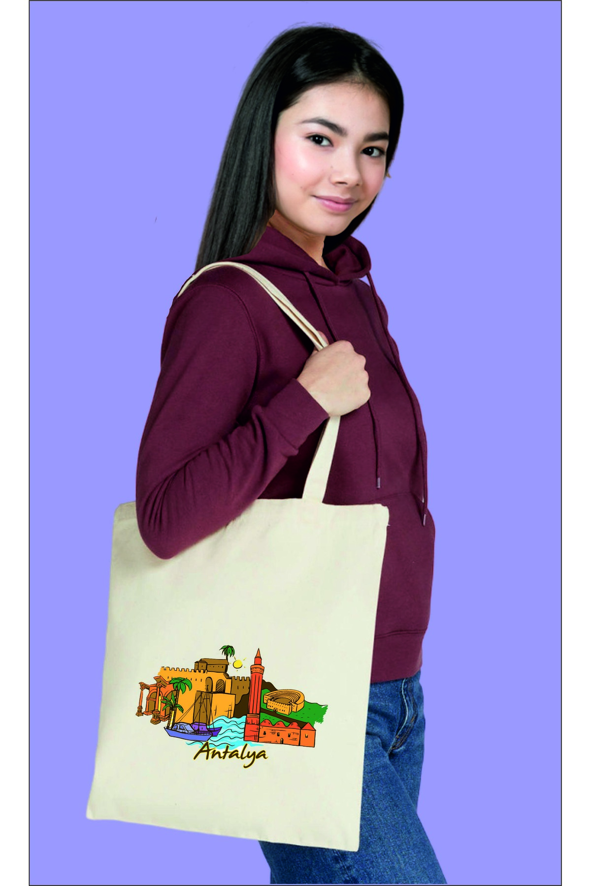 Antalya Printed Cotton Raw Cloth Bag 35x40 Cm