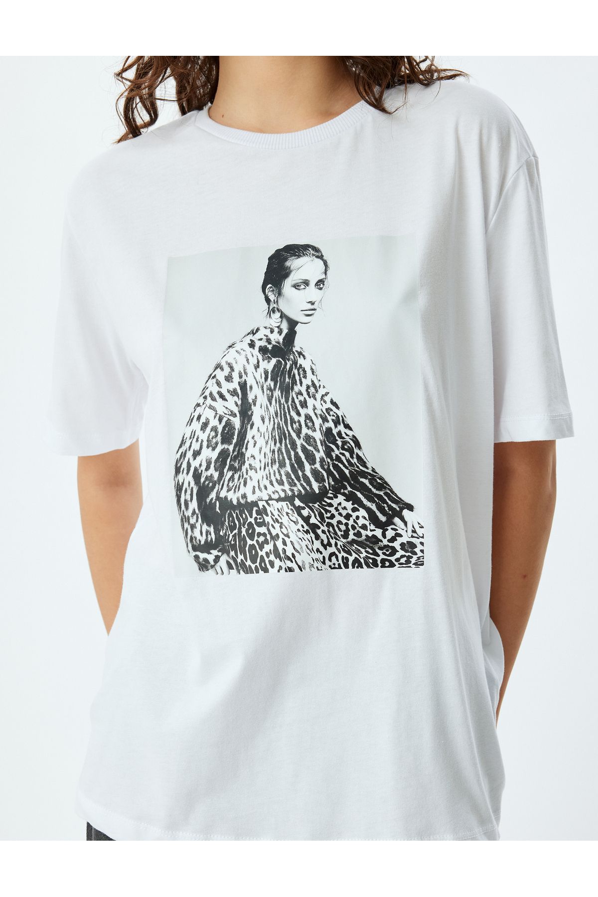 Koton-Tricou din bumbac cu mânecă scurtă cu imprimeu foto pentru ciclism 5