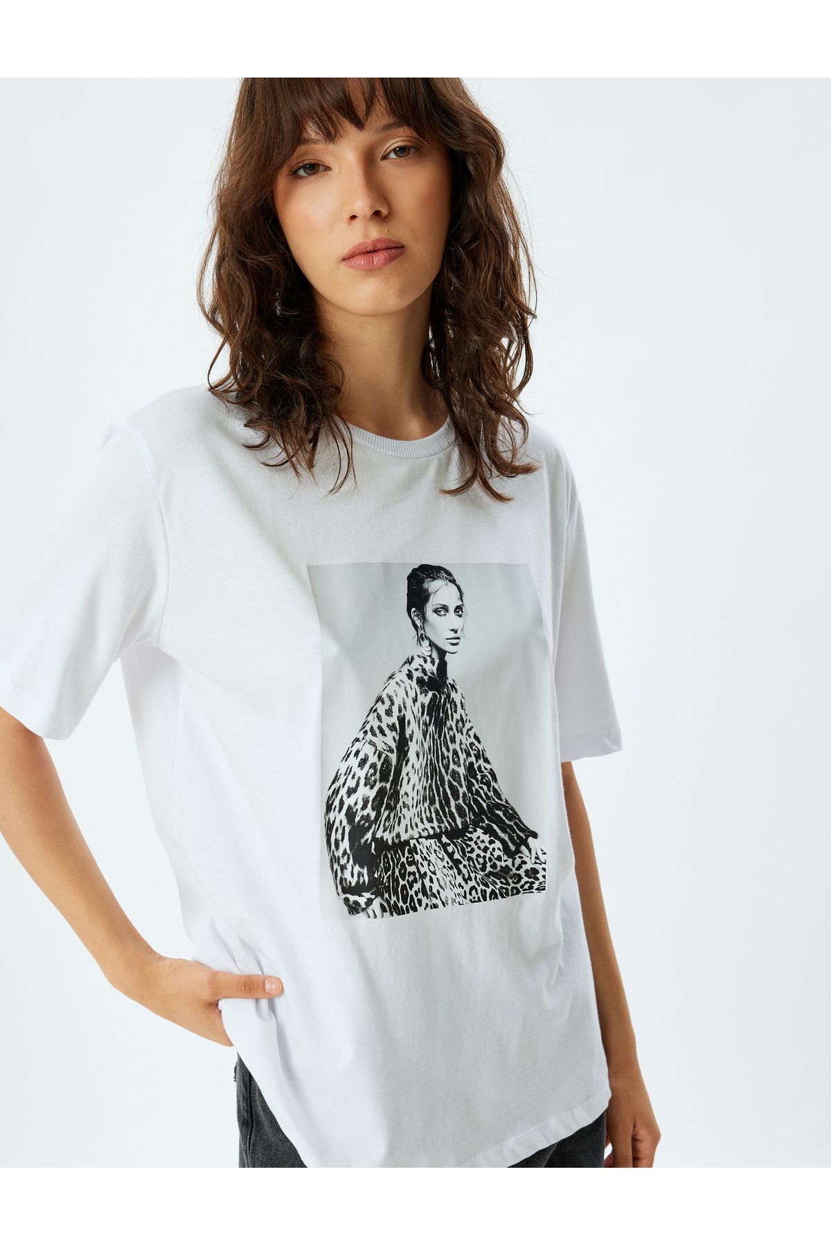 Koton-Tricou din bumbac cu mânecă scurtă cu imprimeu foto pentru ciclism 2