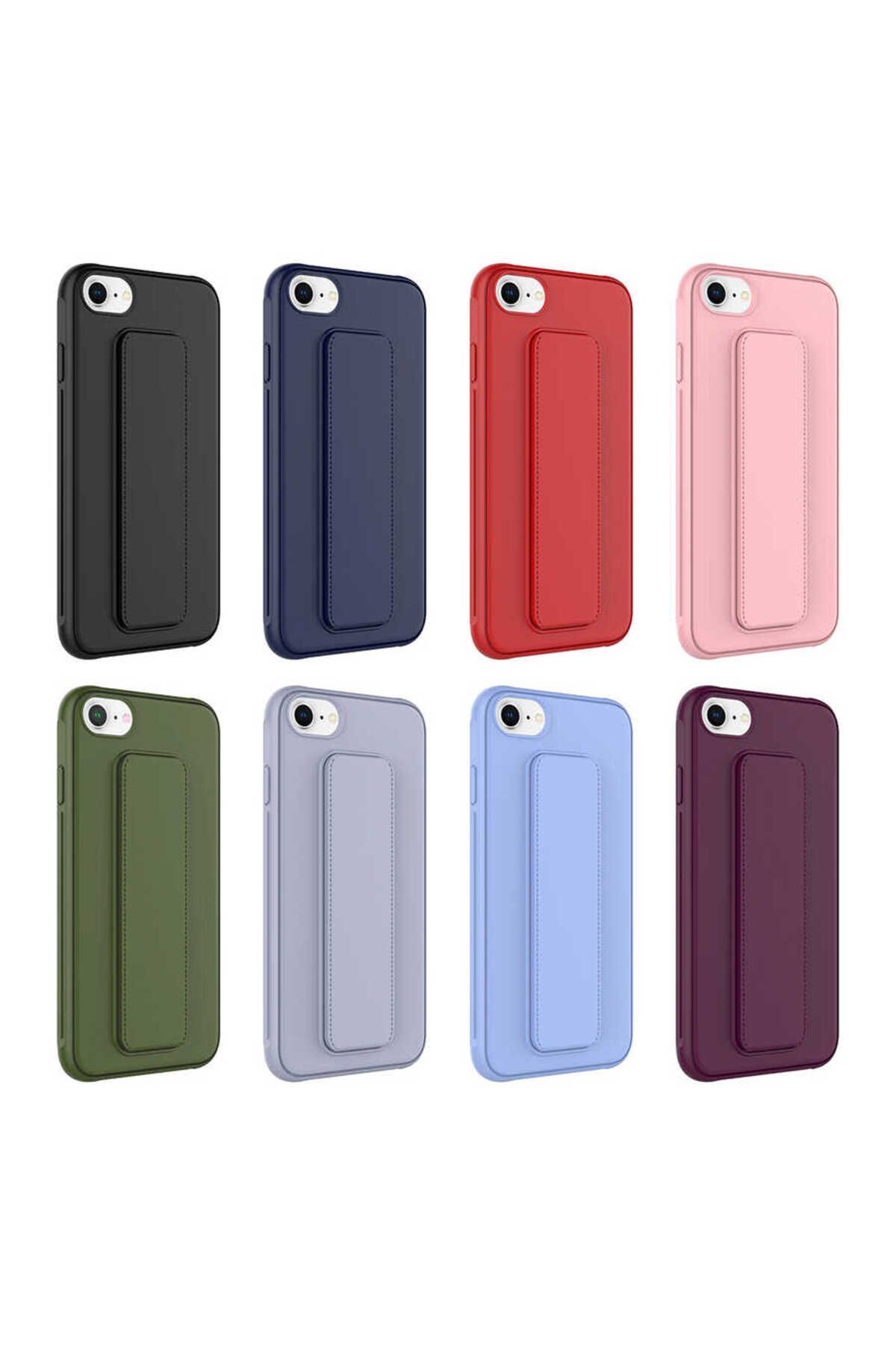 zore-Zore Qstand Case Compatible with iPhone Se 2022-Pink 3