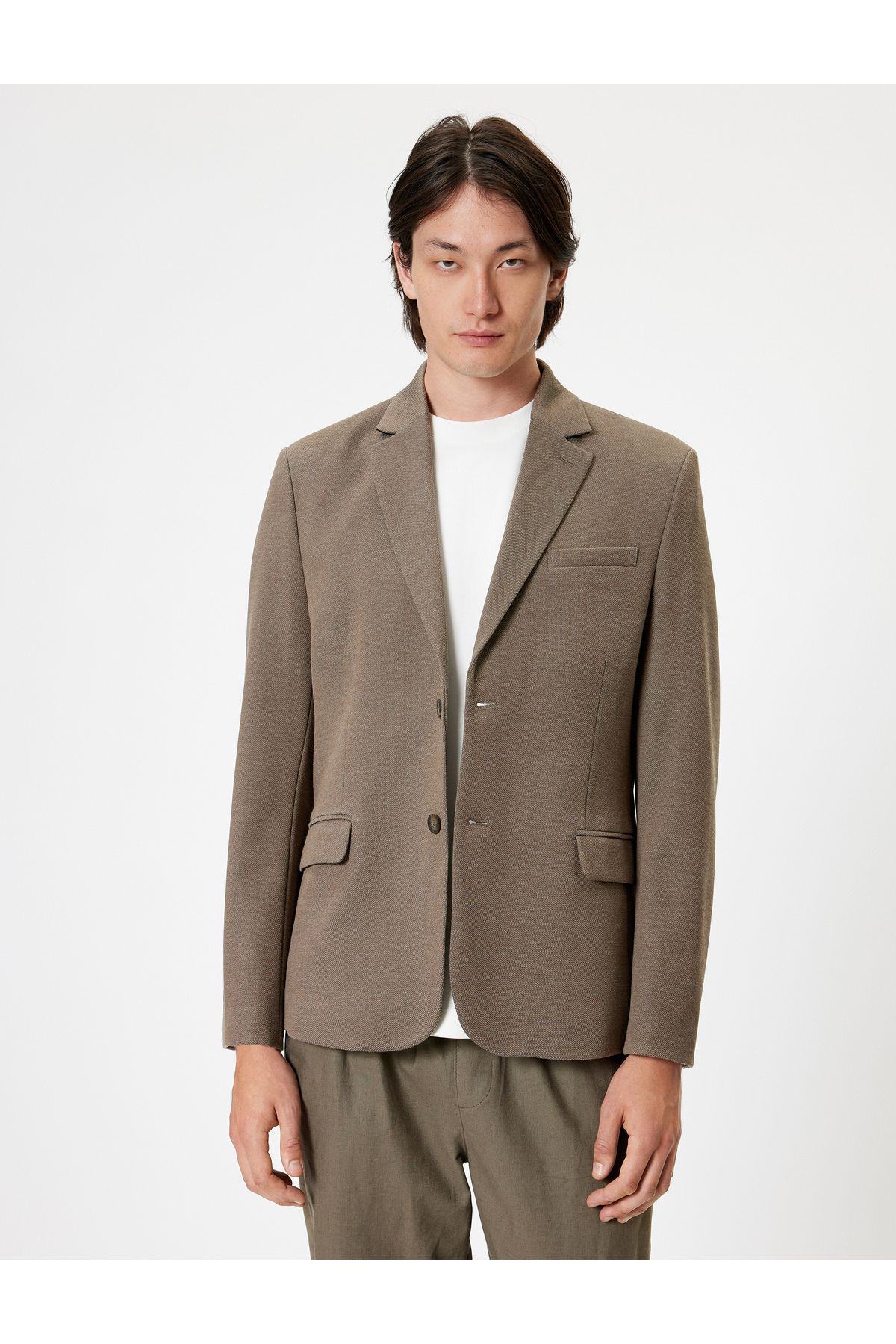 Koton-Slim Fit Blazer Jacket with Flap Pocket Detail 3