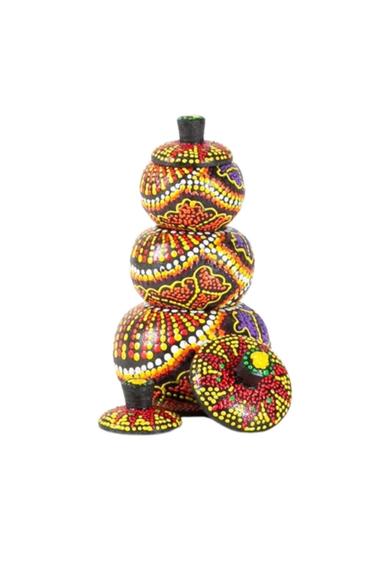 Dünyadan Hediyeler-Small Spice Rack Mindi Tree Handcrafted Set with Three Lids 6