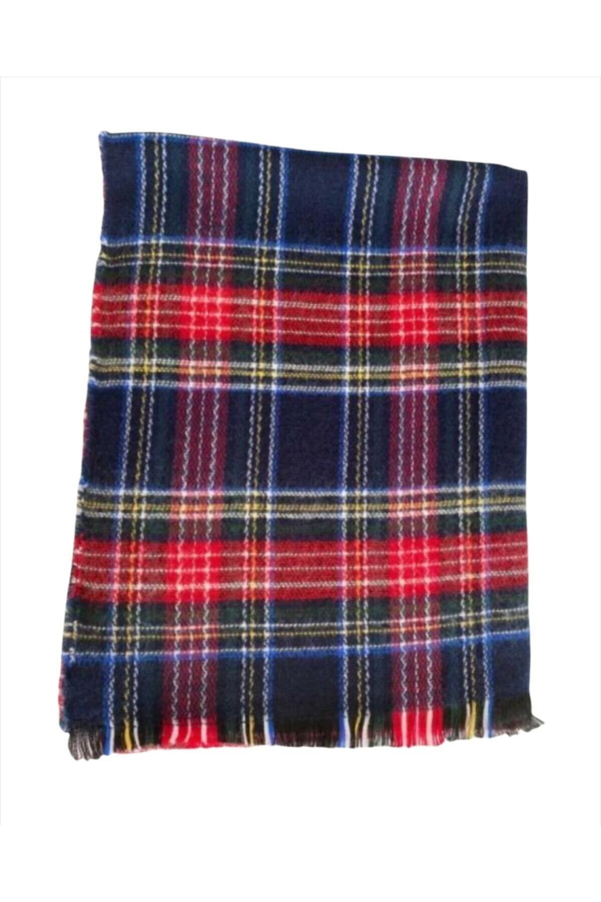 çiğdem eşarp-Copy - Navy Blue Plaid Soft Scarf 5