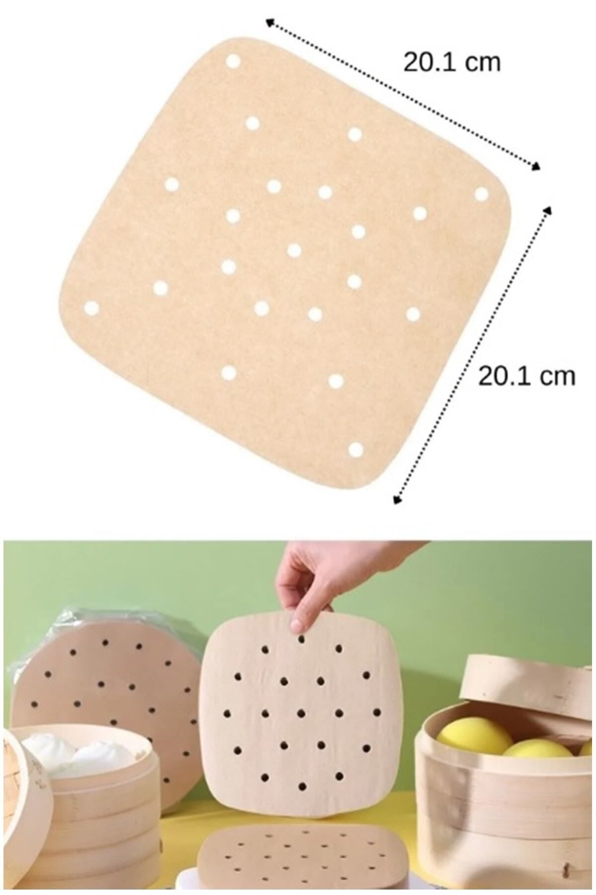 AYLA STAND-150 Pieces of Air Fryer Baking Paper Disposable Oil-Proof Paper Square Hole Model Air Fryer 2