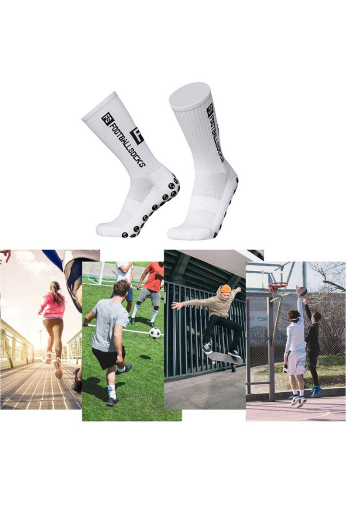 Shuttle Park Unisex Pro Beyaz Anti Slip Kaymaz Silikon Havlu Taban Maç Sporcu Çorabı