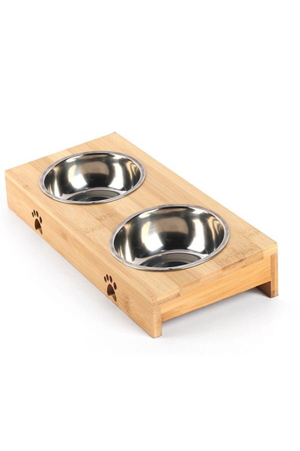 Carno-Double Food Bowl with Wooden Coffee Table - Petshop 1