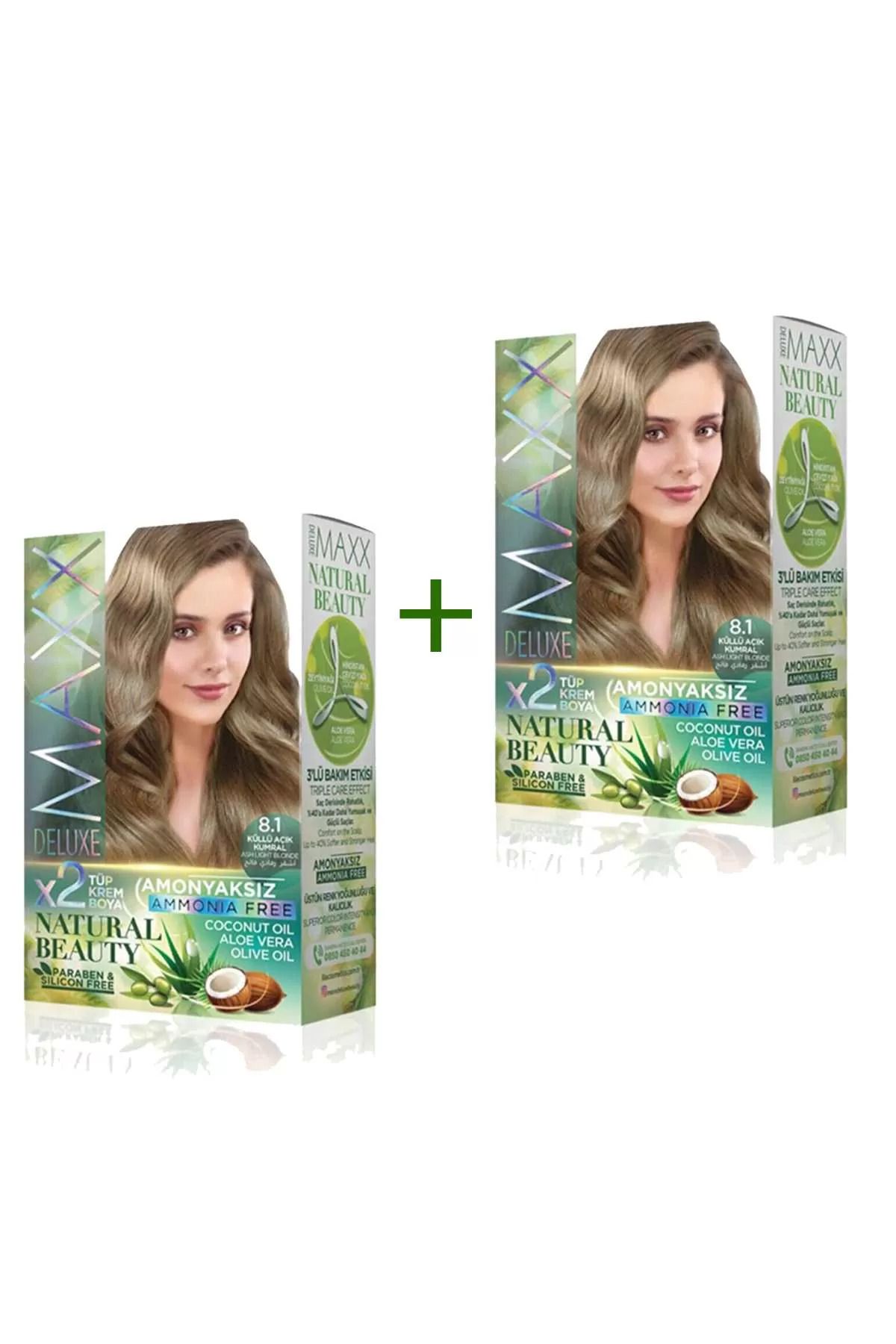 Heez 2 Paket Natural Beauty Amonyaksız Saç Boyası 8.1 Küllü Açık Kumral