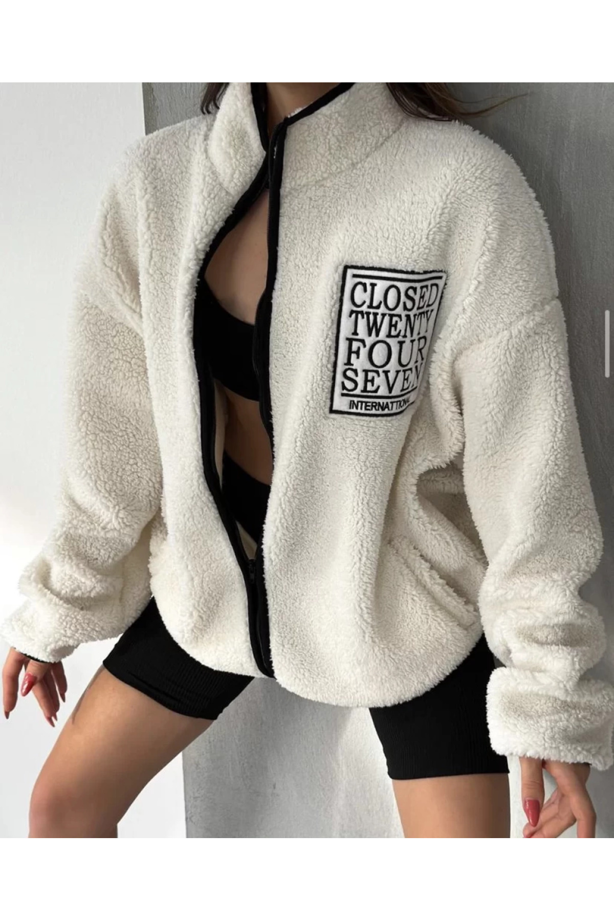 pepule  Erkek Closed Nakışlı Welsoft peluş ceket - Görsel 2