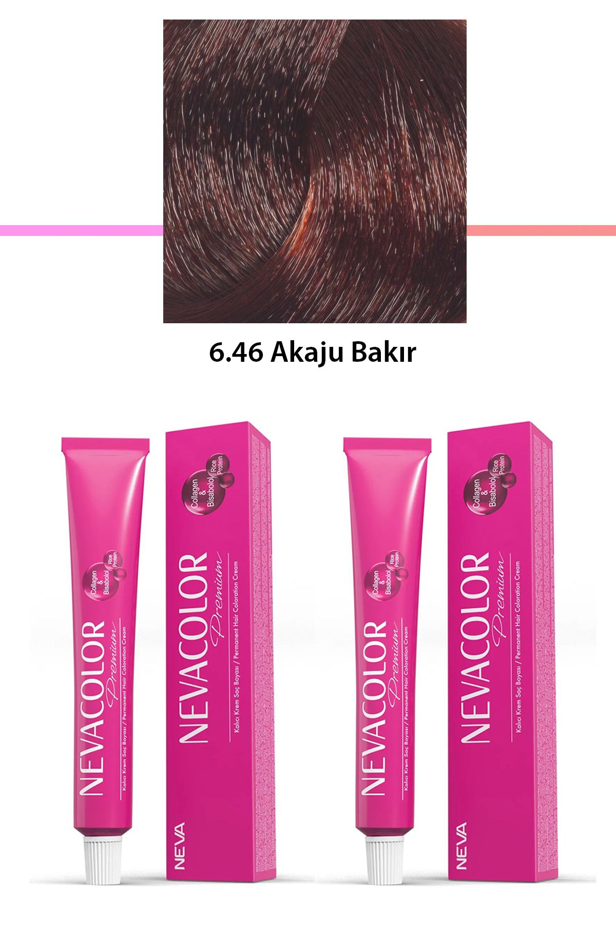 karadağsb 2 Li Set Premium 6.46 Akaju Bakır - Kalıcı Krem Saç Boyası 2 X 50 G Tüp