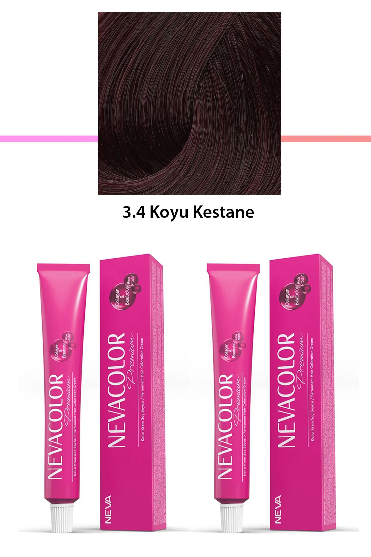 karadağsb 2 Li Set Premium 3.4 Koyu Kestane - Kalıcı Krem Saç Boyası 2 X 50 G Tüp