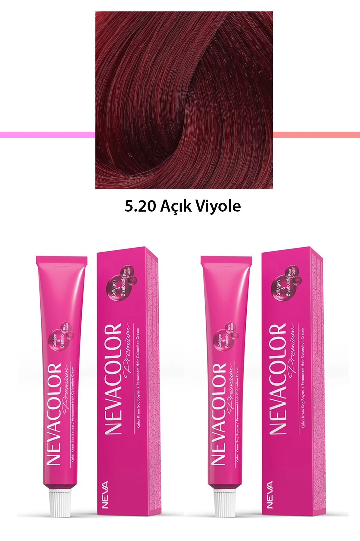 karadağsb 2 Li Set Premium 5.20 Açık Viyole - Kalıcı Krem Saç Boyası 2 X 50 G Tüp