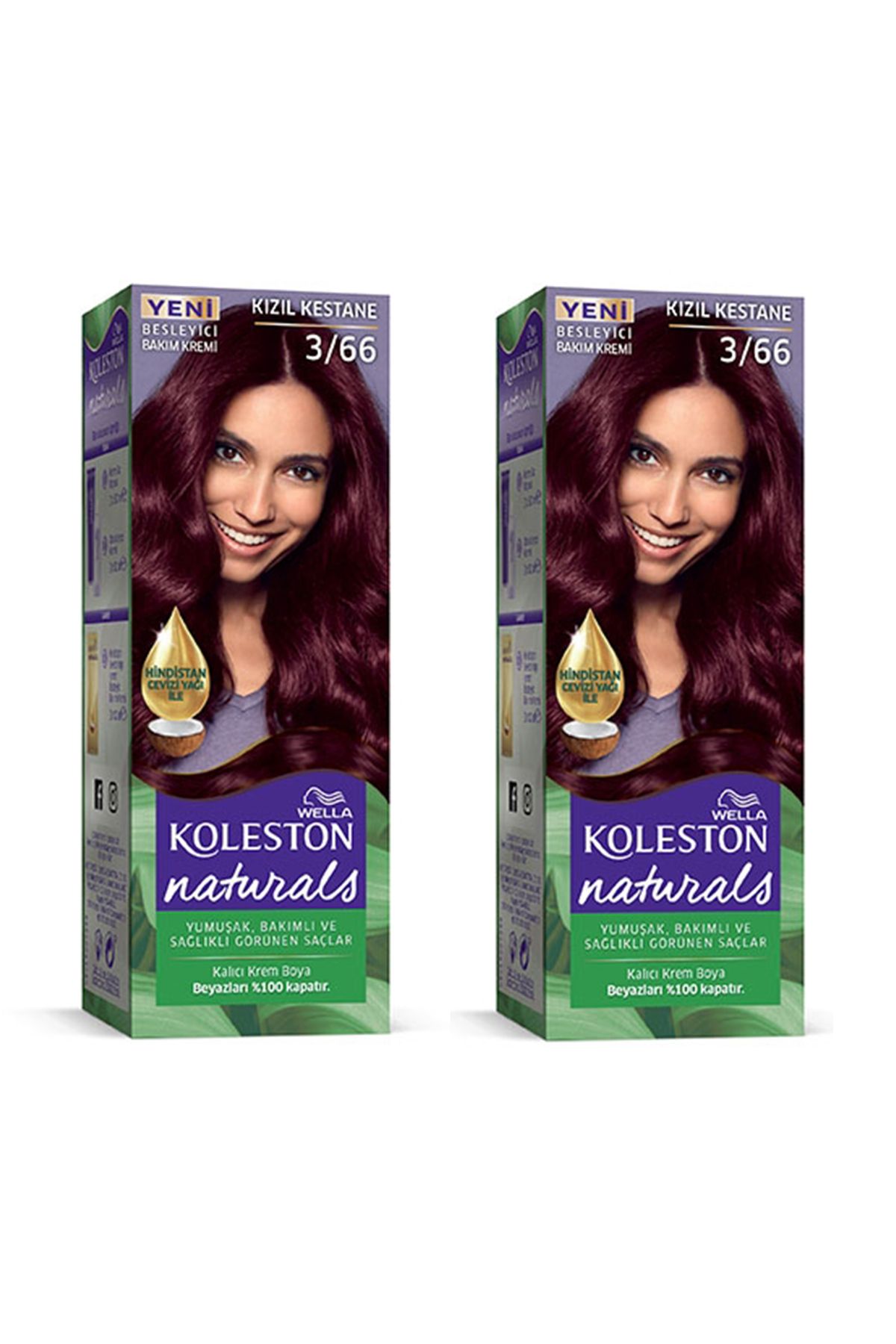 karadağsb Naturals Saç Boyası Kızıl Kestane 3/66 2X Paket