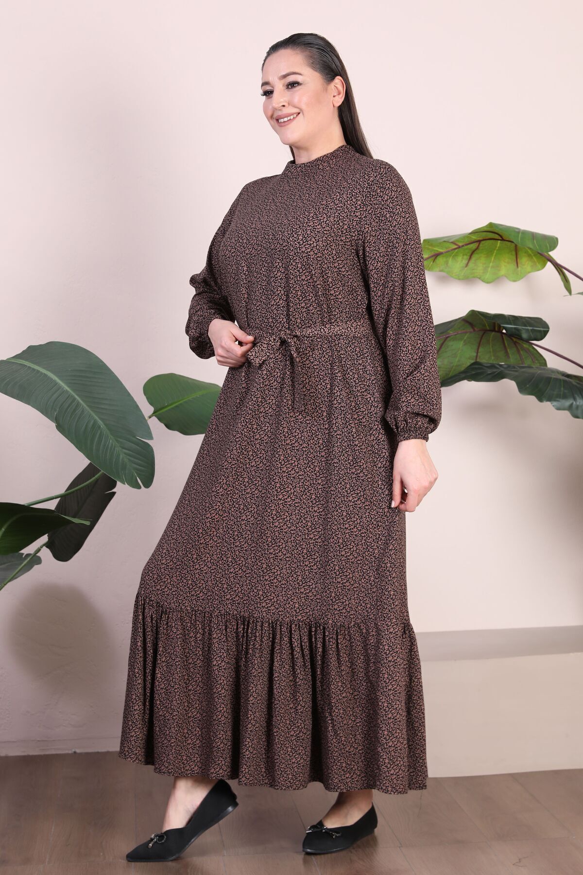 Ferace-Îmbrăcăminte pentru femei Hijab Rochie Îmbrăcăminte de marime Plus Rochie cu model crocant guler dominant 6