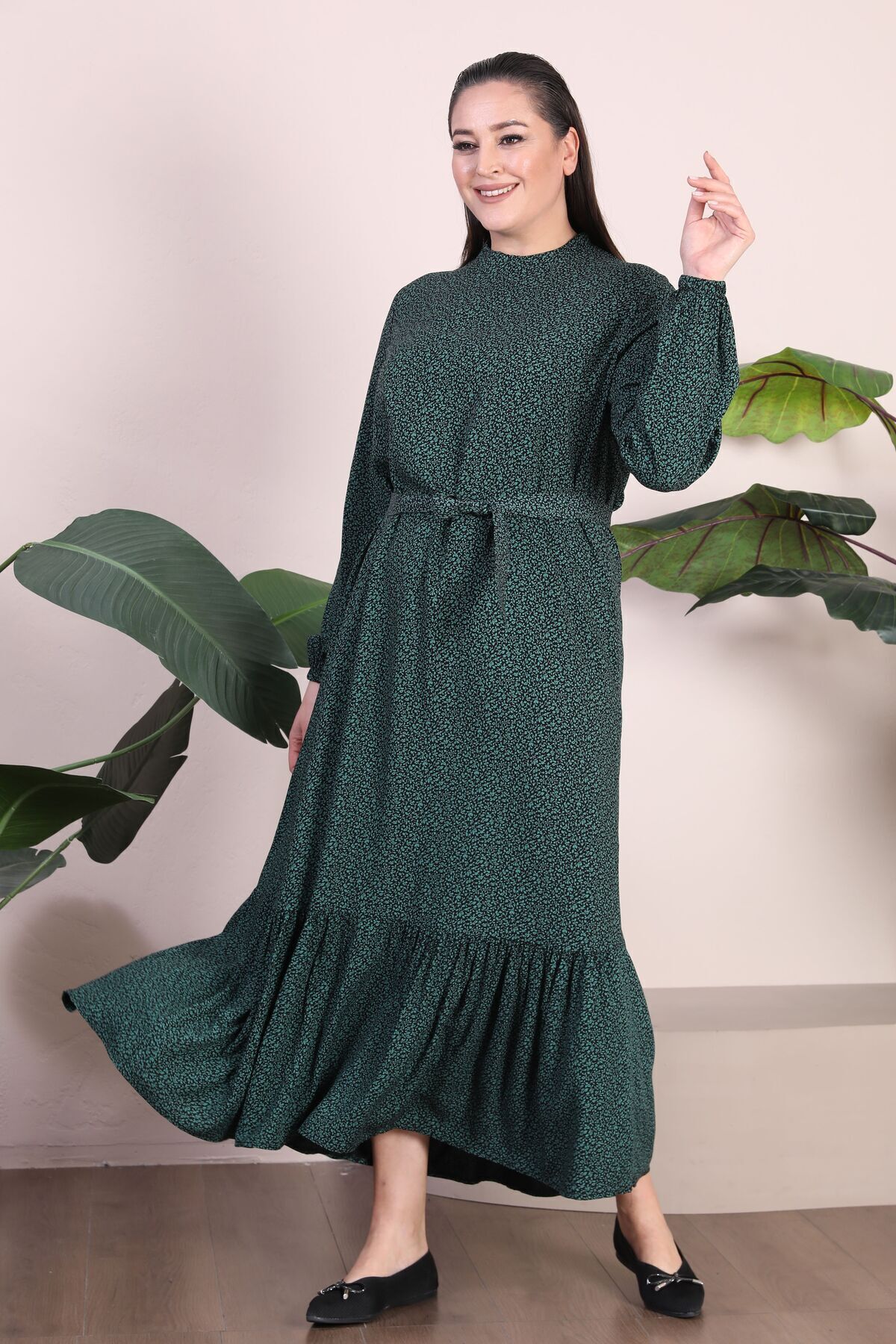 Ferace-Îmbrăcăminte pentru femei Hijab Rochie Îmbrăcăminte mărime mare Guler dominant Rochie cu model crocant 7