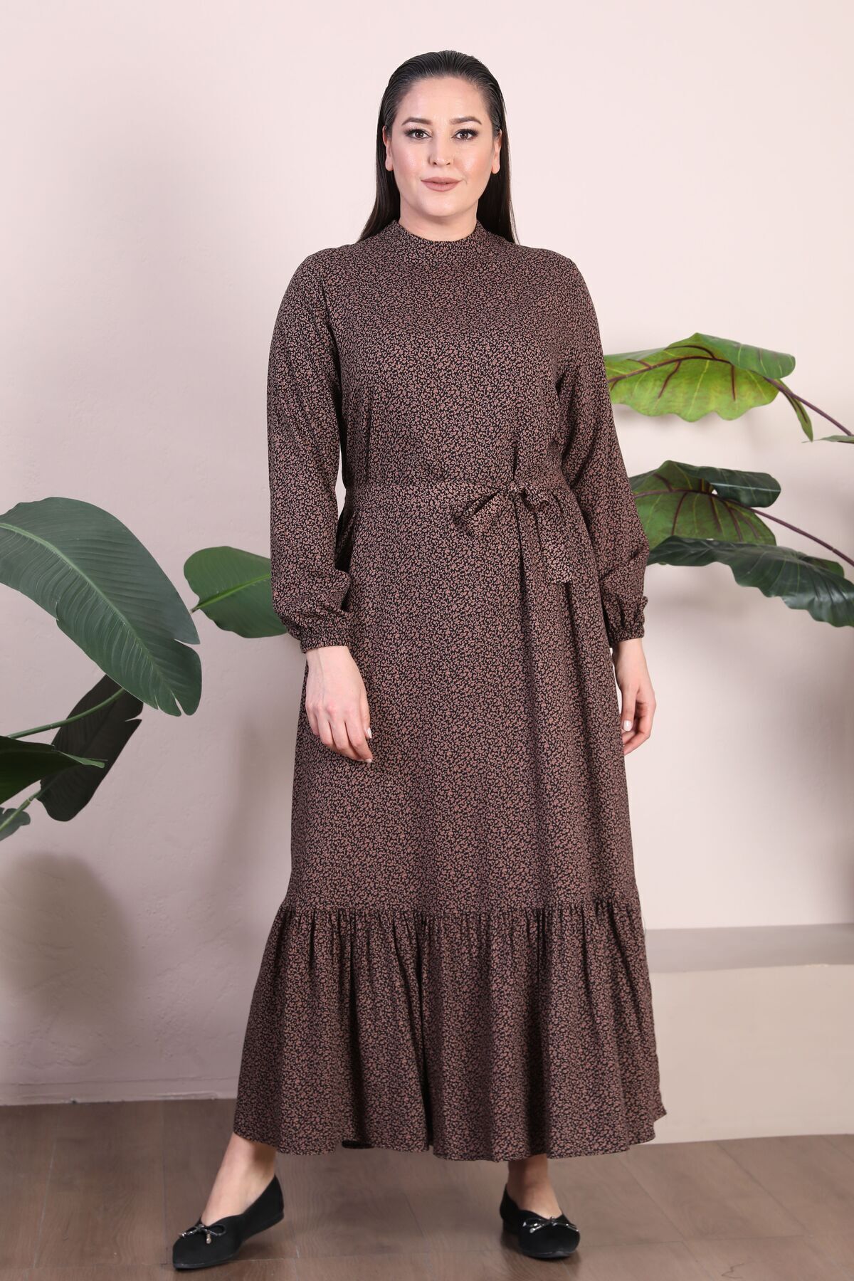 Ferace-Îmbrăcăminte pentru femei Hijab Rochie Îmbrăcăminte de marime Plus Rochie cu model crocant guler dominant 1