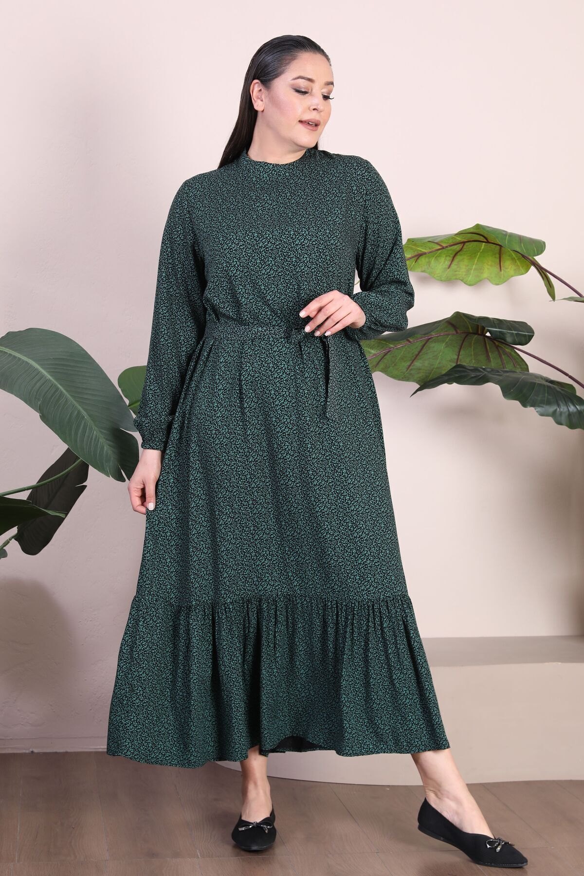 Ferace-Îmbrăcăminte pentru femei Hijab Rochie Îmbrăcăminte mărime mare Guler dominant Rochie cu model crocant 5