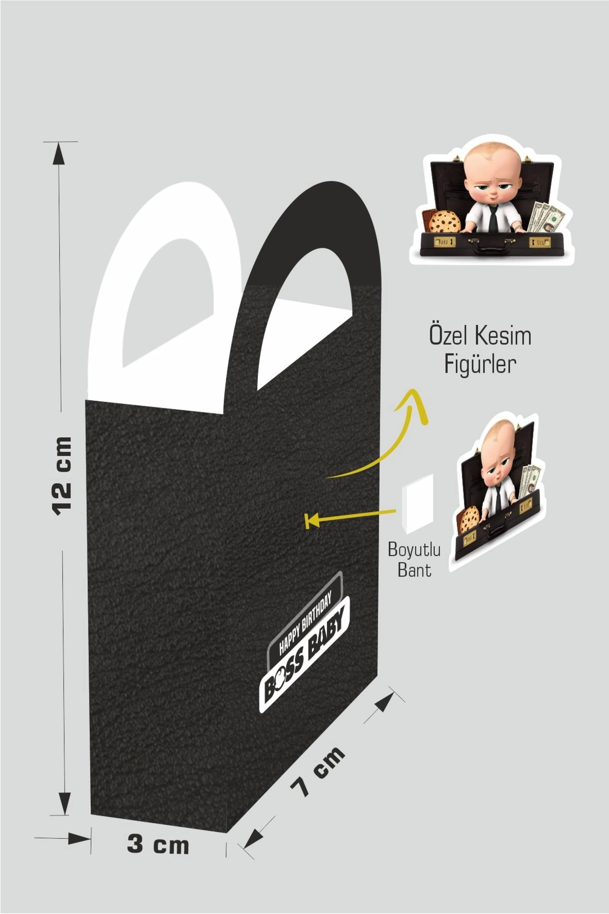 neşeli günlerim Patron Bebek Boss Baby Temalı Mini Çanta 12x7 Cm 8'li Paket fotoğrafı 2 (önizleme)