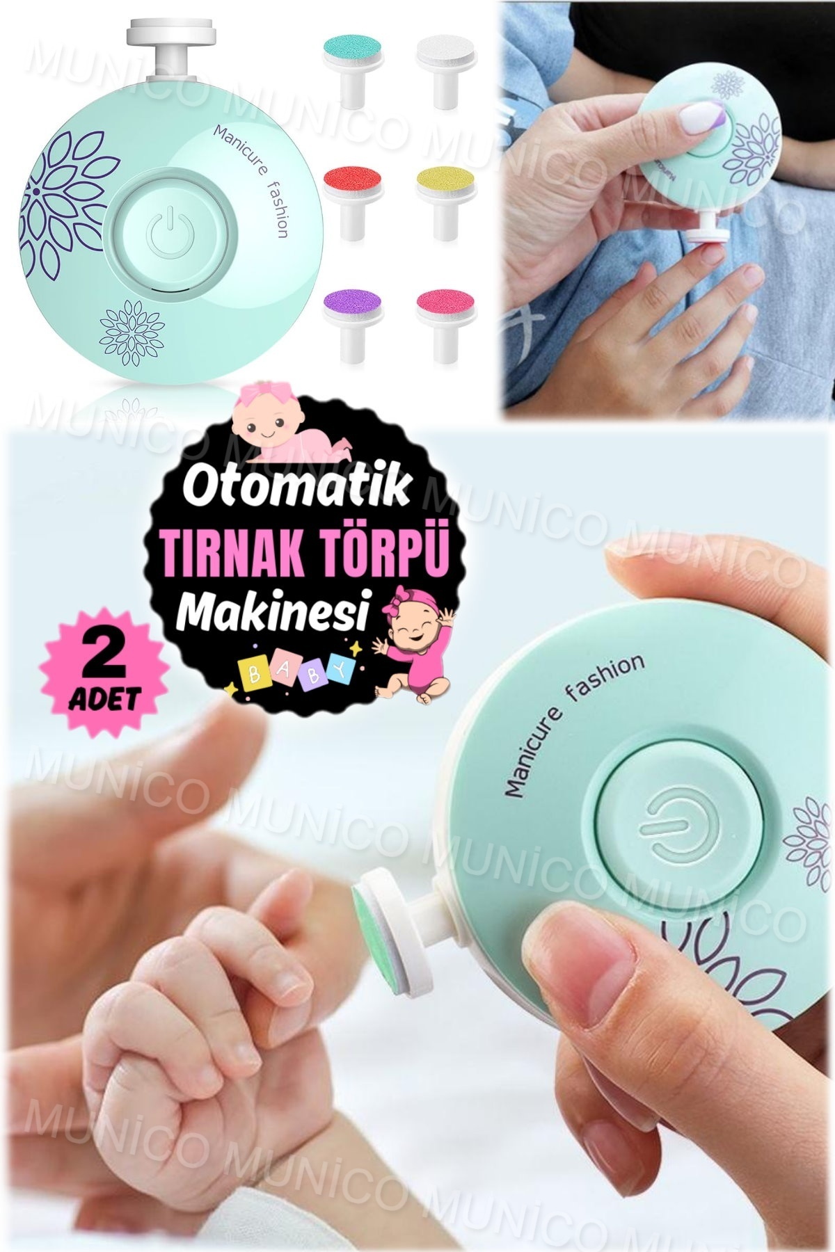 Genel Markalar 2 Adet Yenidoğan Bebek Bakımı Zarar Vermez Güvenli Set Bakımı için Bebek Elektrikli Tırnak Törpü fotoğrafı 3 (önizleme)