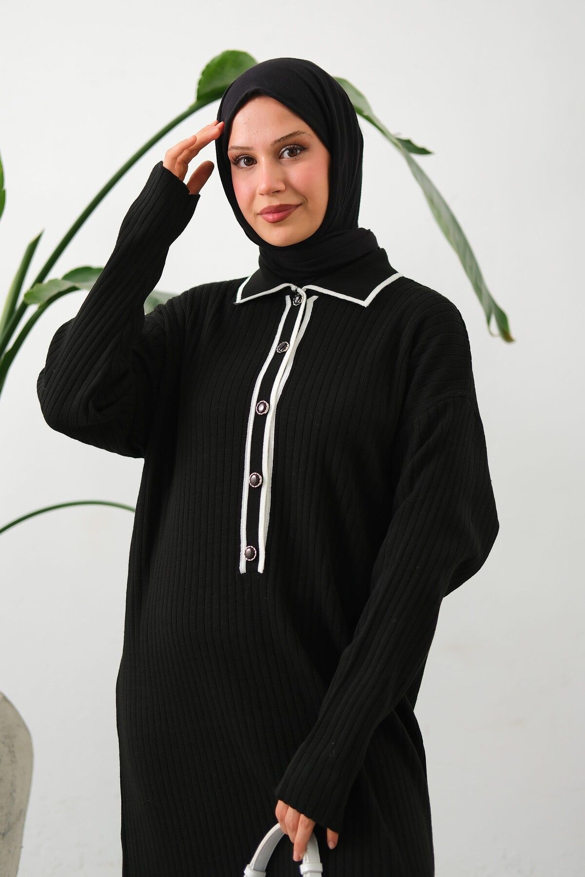 lurex moda-Rochie de tricotaj cu nasturi 2