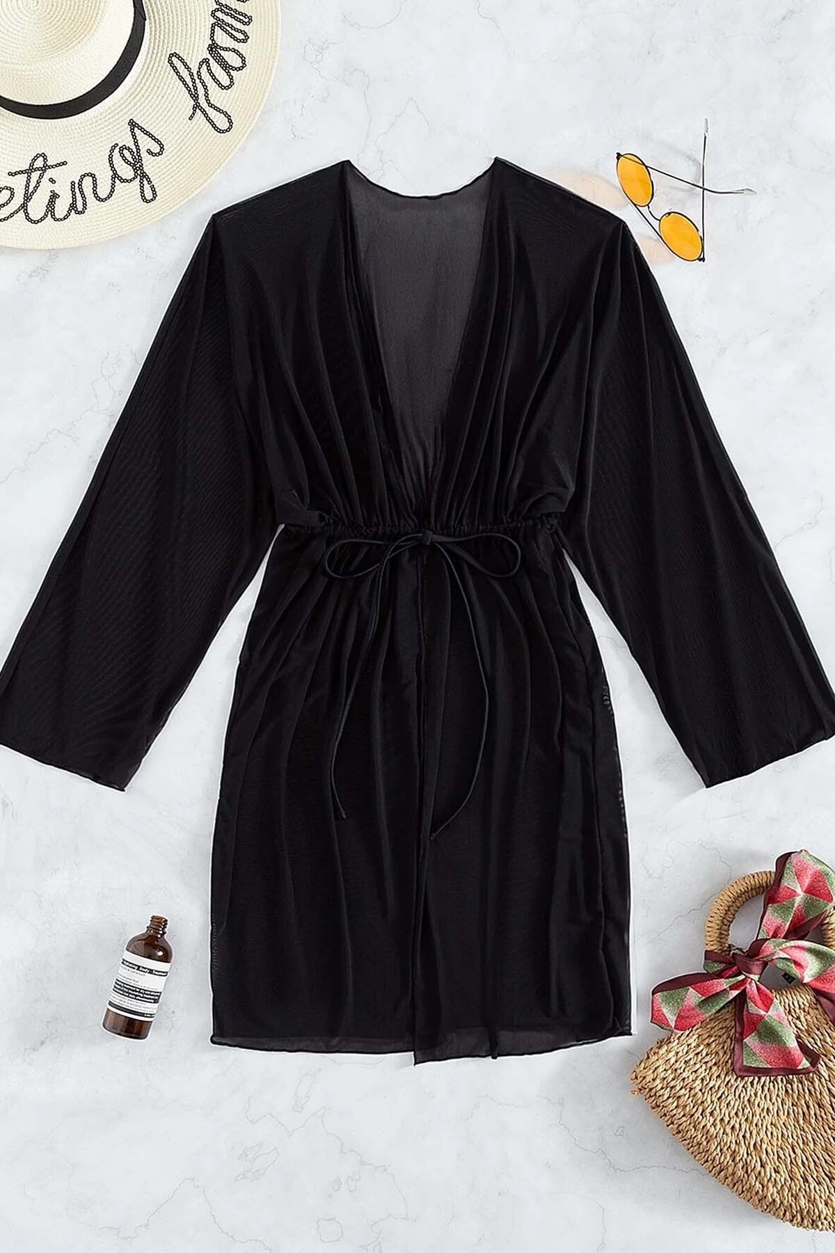 Angelsin-Langes Strandkleid mit Schnürung vorne, Pareo-Kimono 3