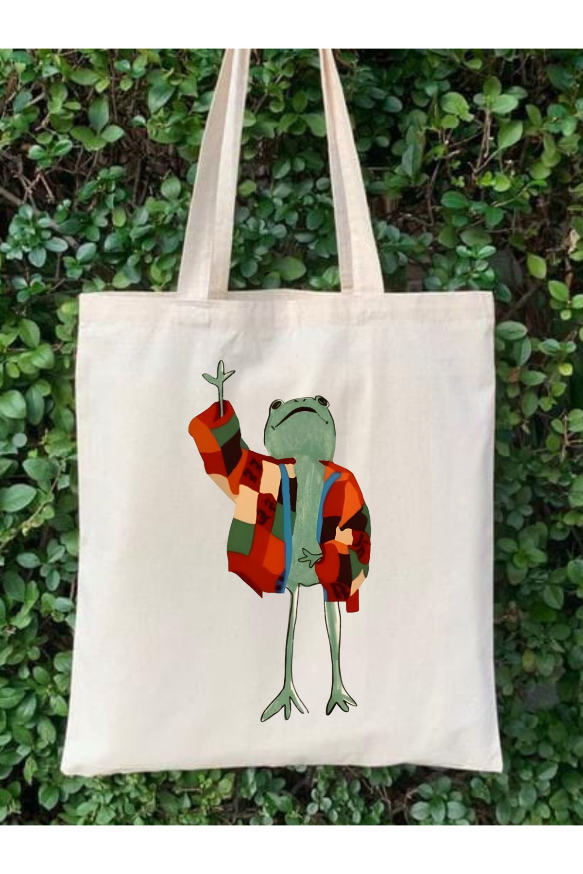 BİBANAPROMOSYON Harry Styles Cardigans Frog - Kurbağa Tasarımlı Tote Bag Bez Çanta