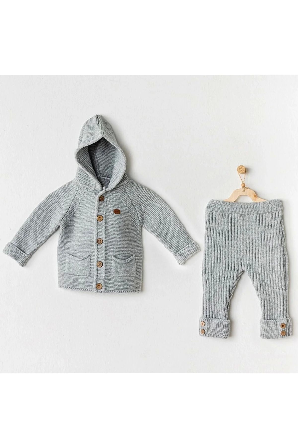 andywawa-Ac24335 Gray Melange Baby Knitwear Set 1